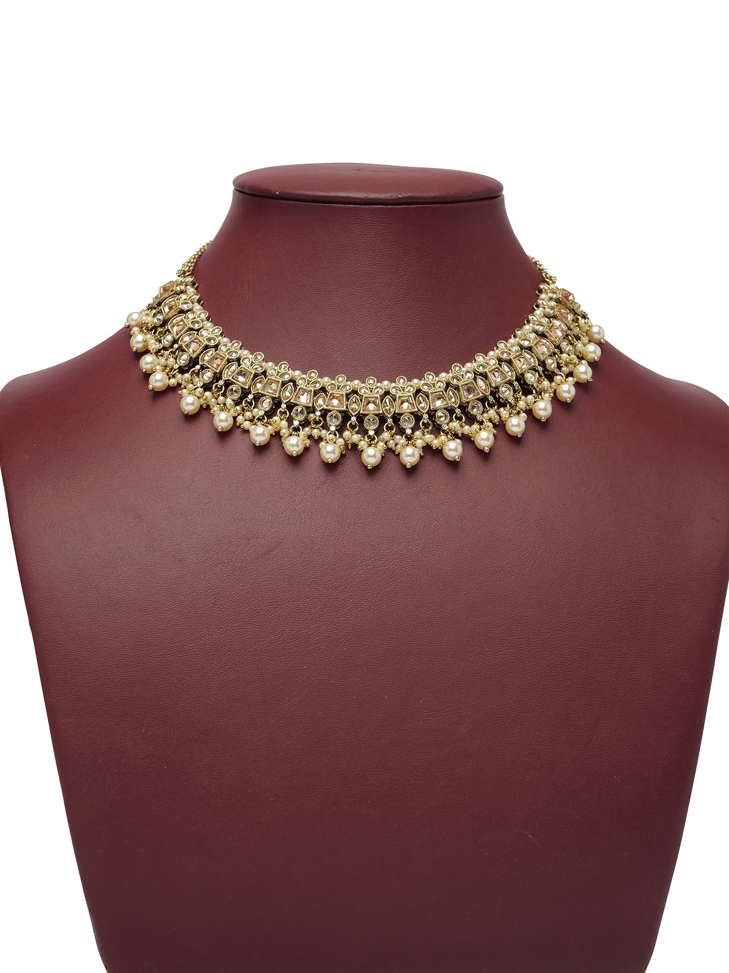 Kumari Pearl Necklace Set in Champagne