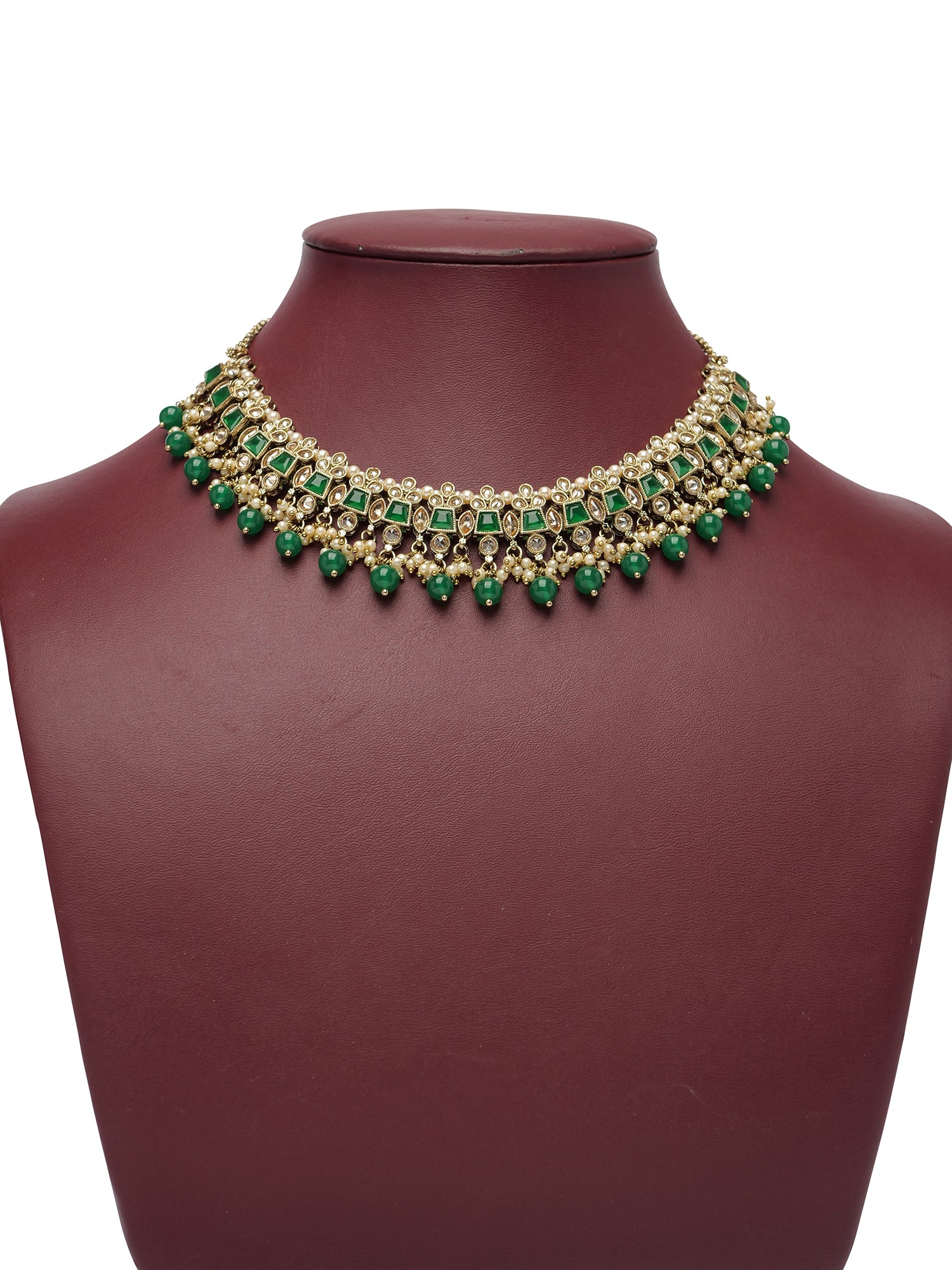 Kumari Pearl Necklace Set in Green