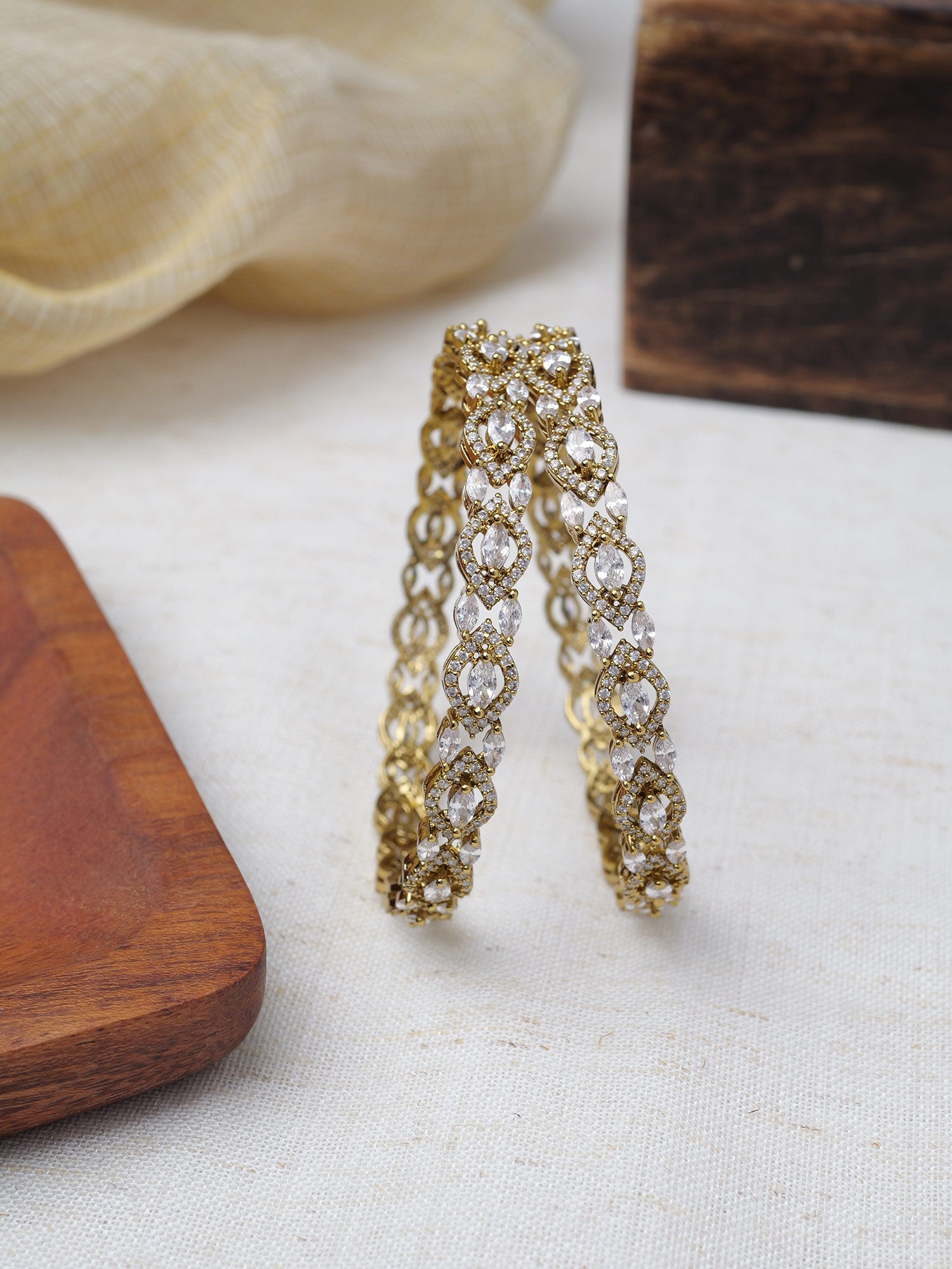 Kyra Cubic Zirconia Bangles in White