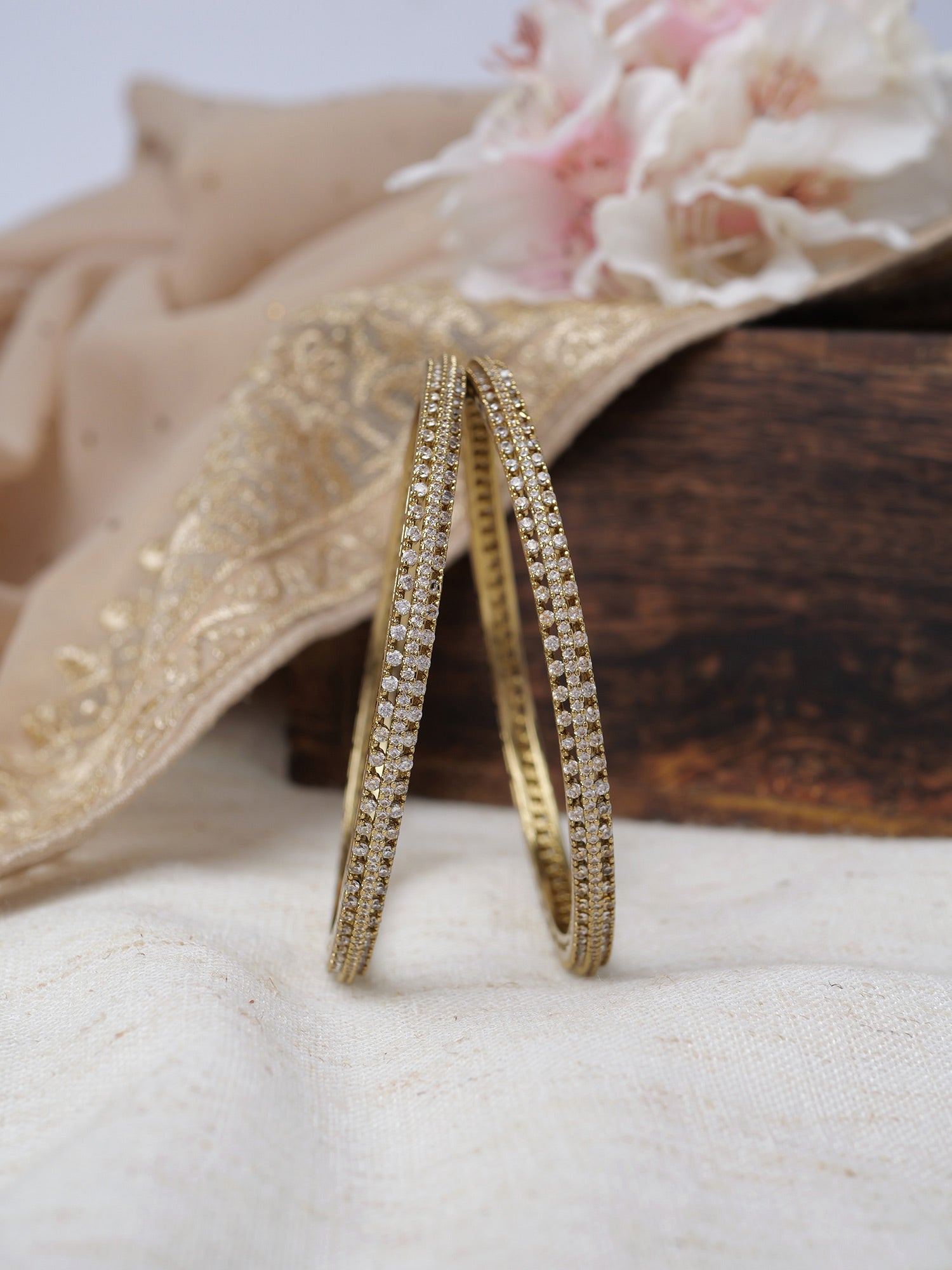 Laila Cubic Zirconia Bangles in White