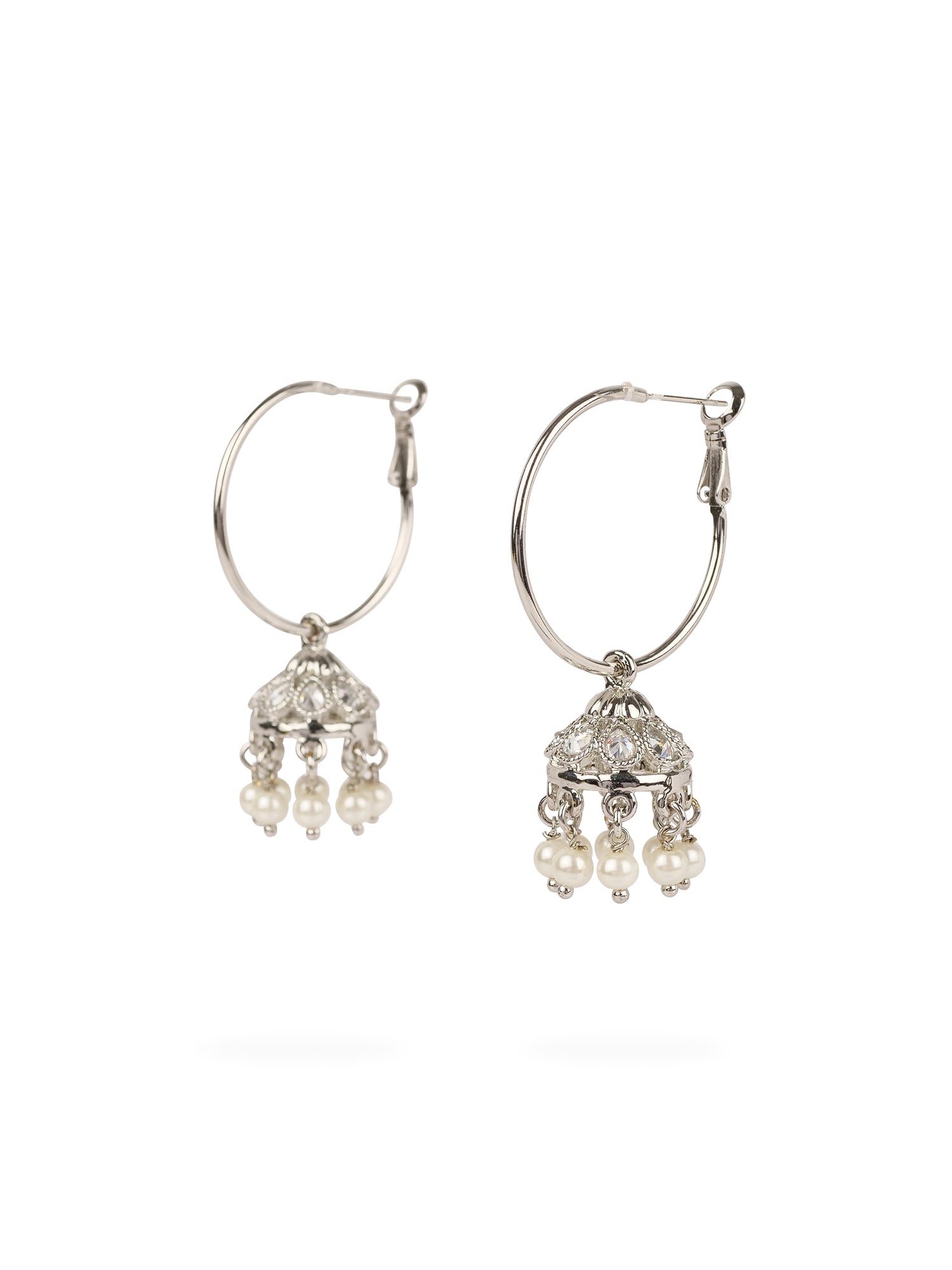 Laila Jhumka Earrings in Rhodium