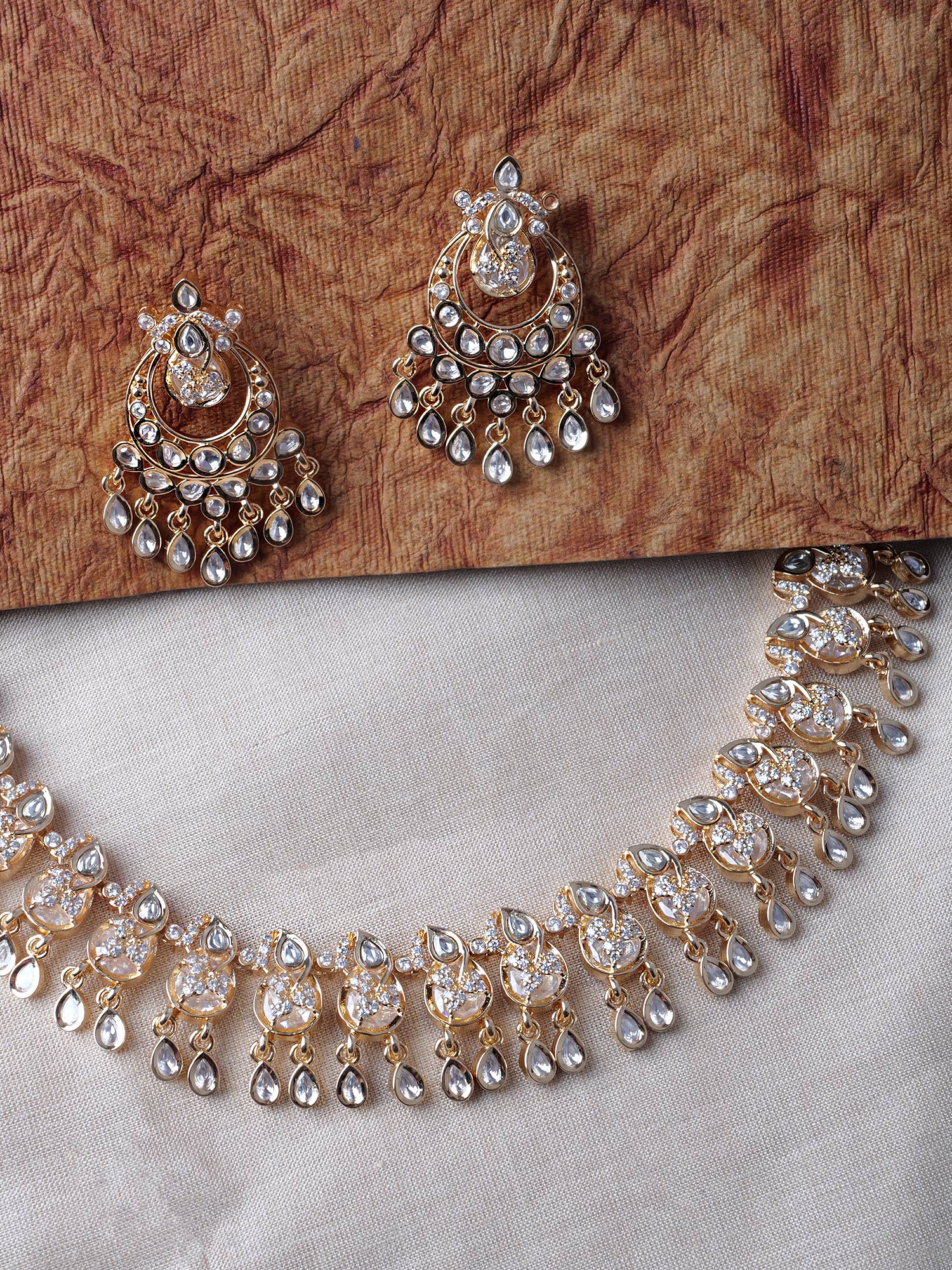 Lalita Kundan Necklace Set in White