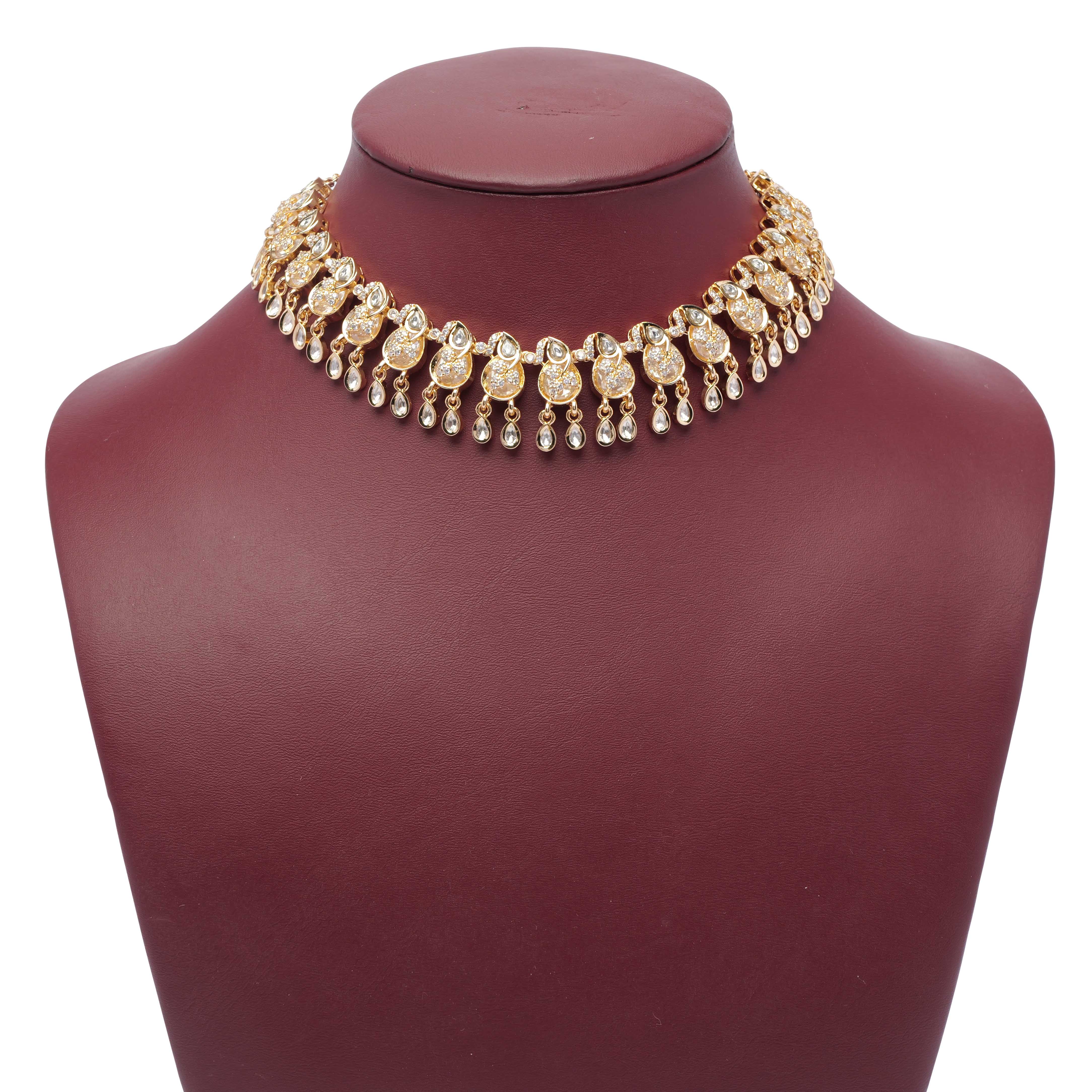 Lalita Kundan Necklace Set in White