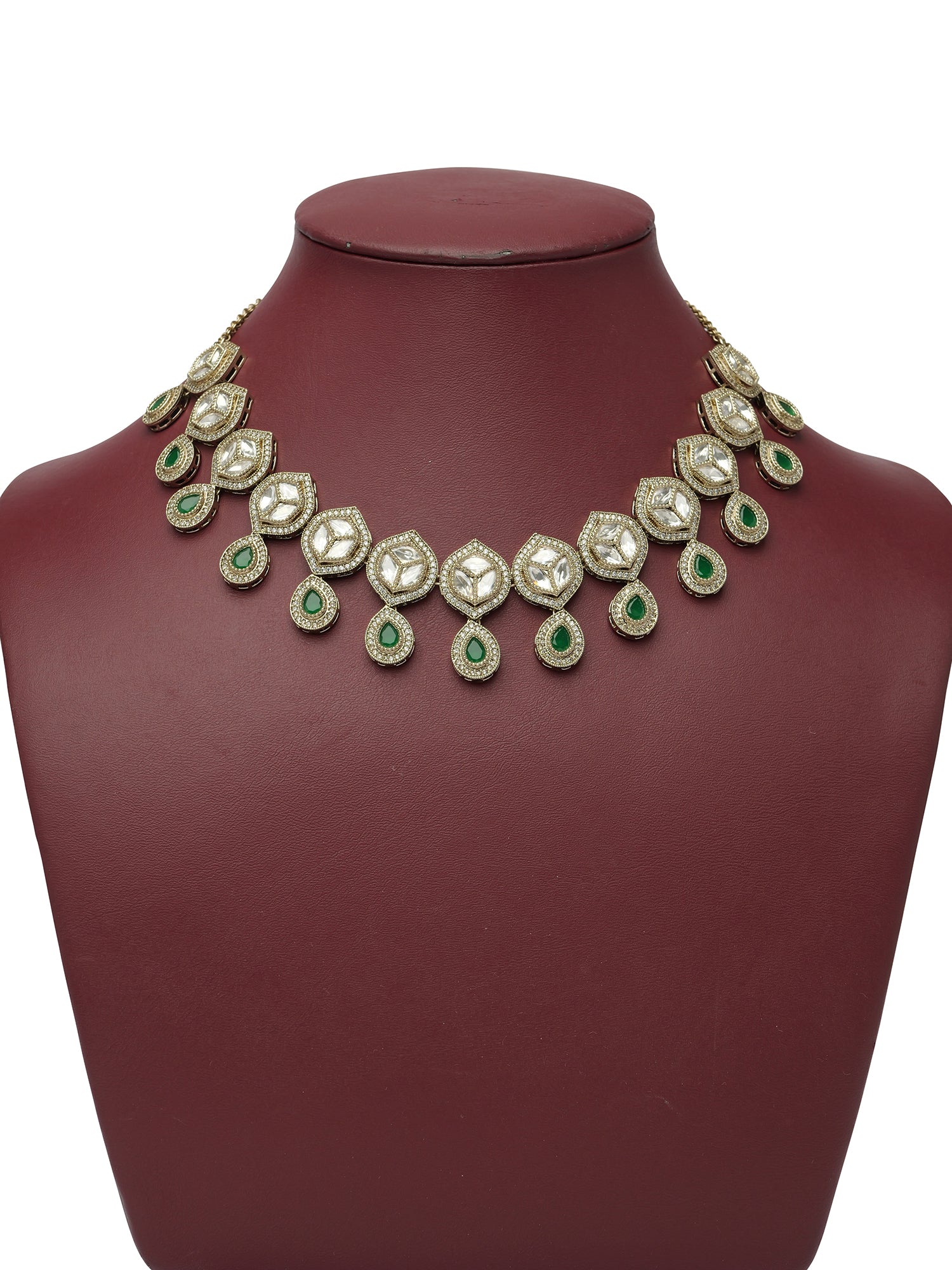Lalitha Kundan Necklace Set in Green