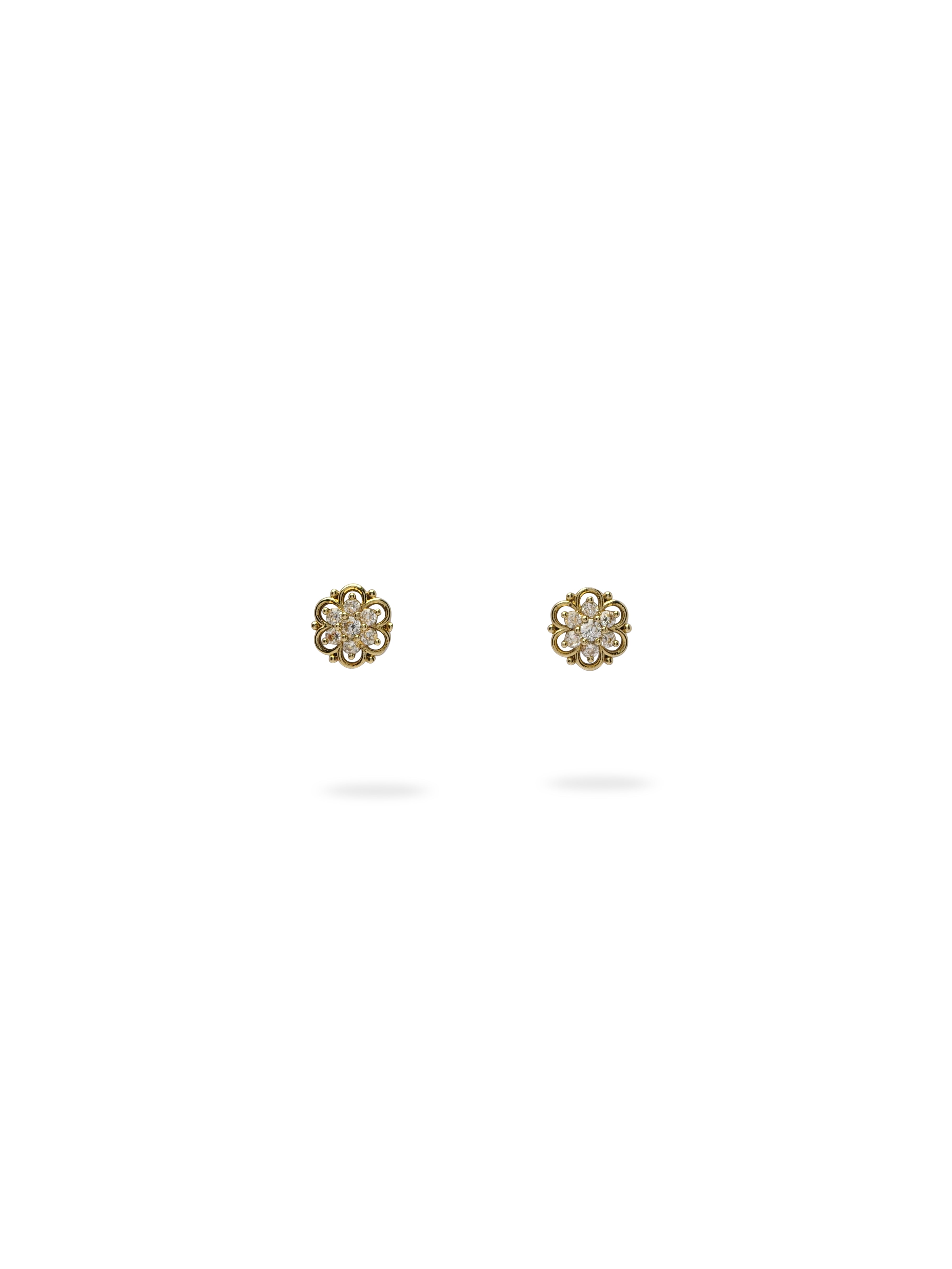 Lara Cubic Zirconia Ear Studs in Antique Gold