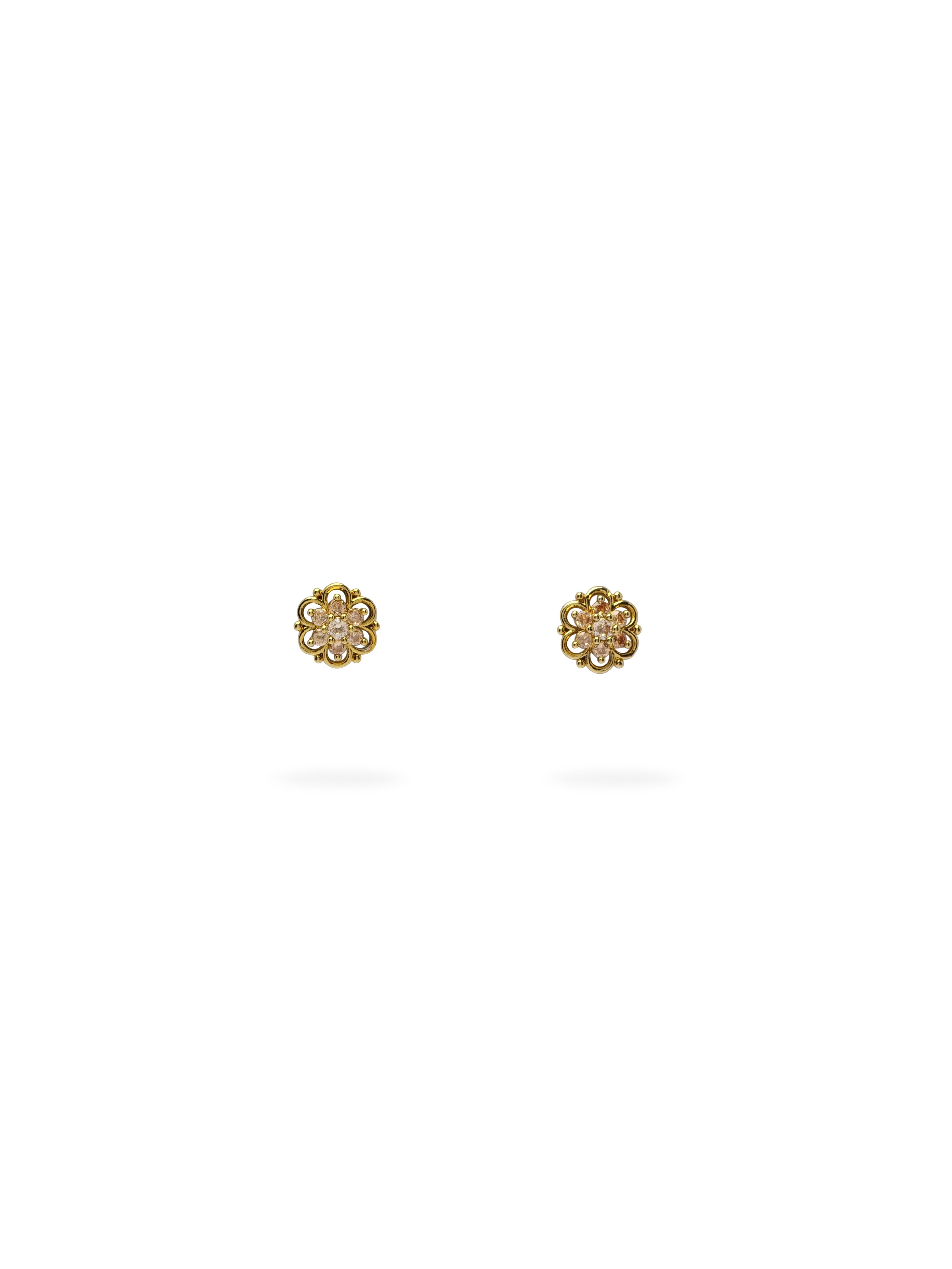 Lara Cubic Zirconia Ear Studs in Antique Gold