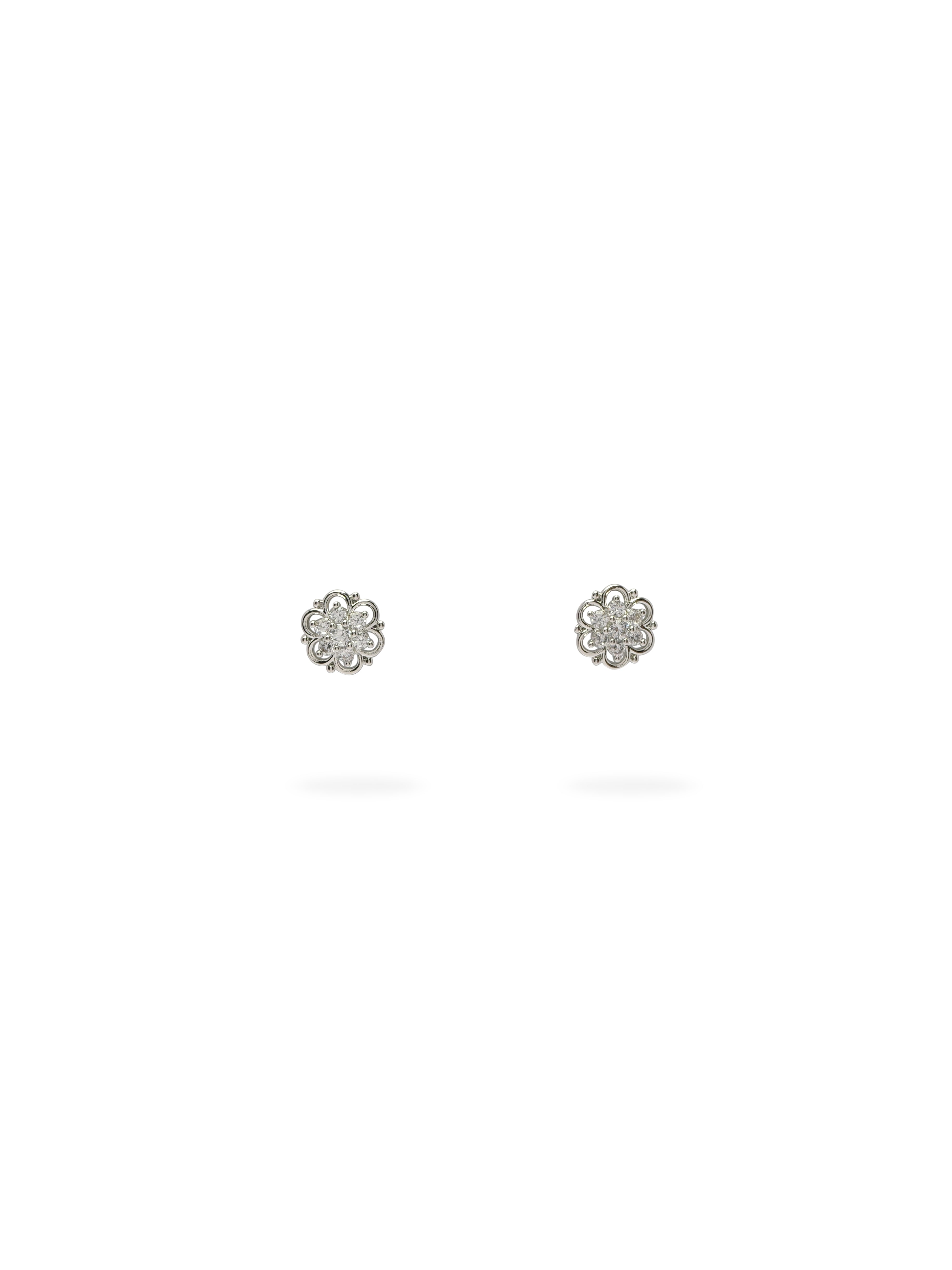 Lara Cubic Zirconia Ear Studs in Rhodium