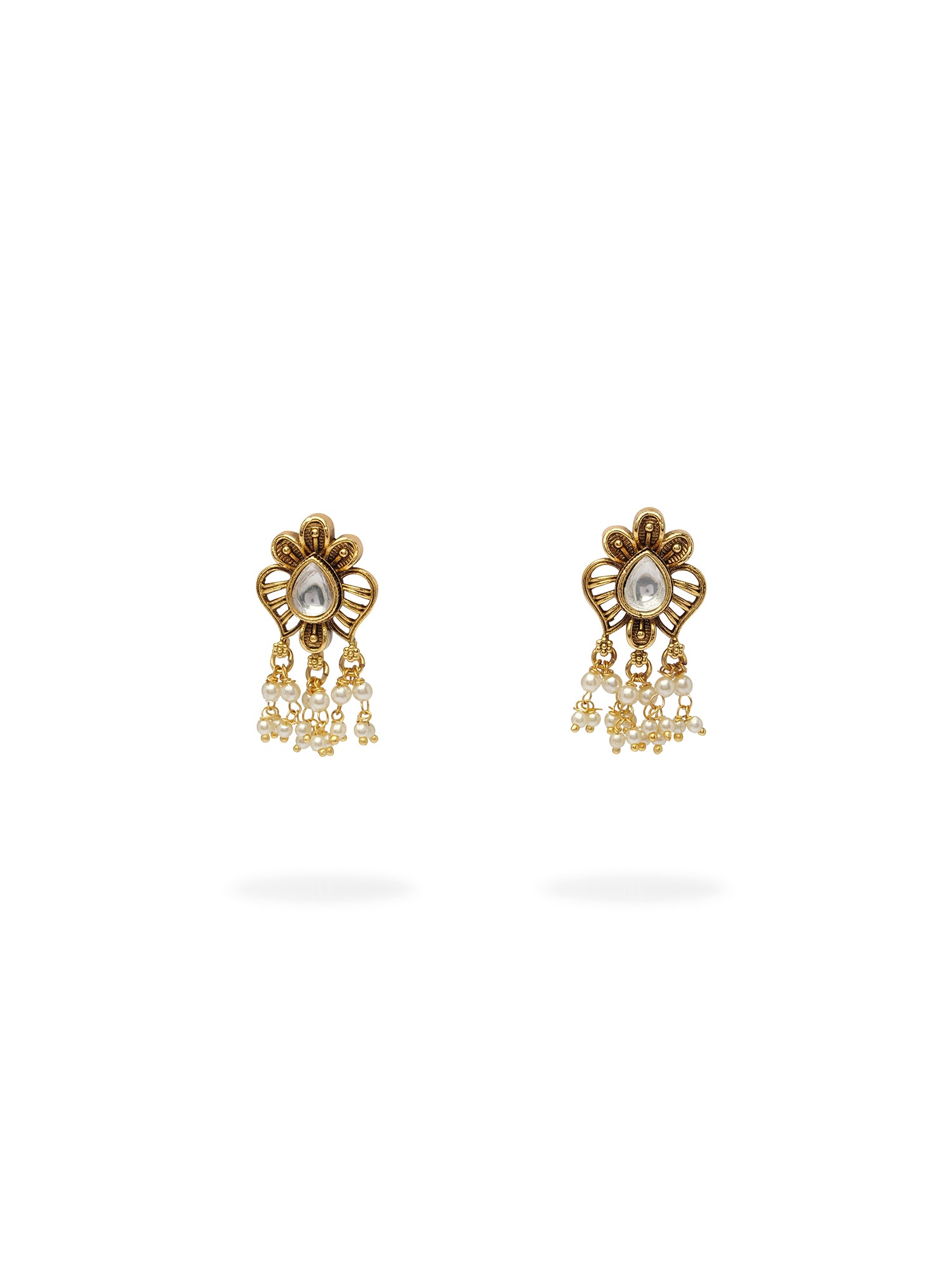 Lata Small Kundan Earrings in White