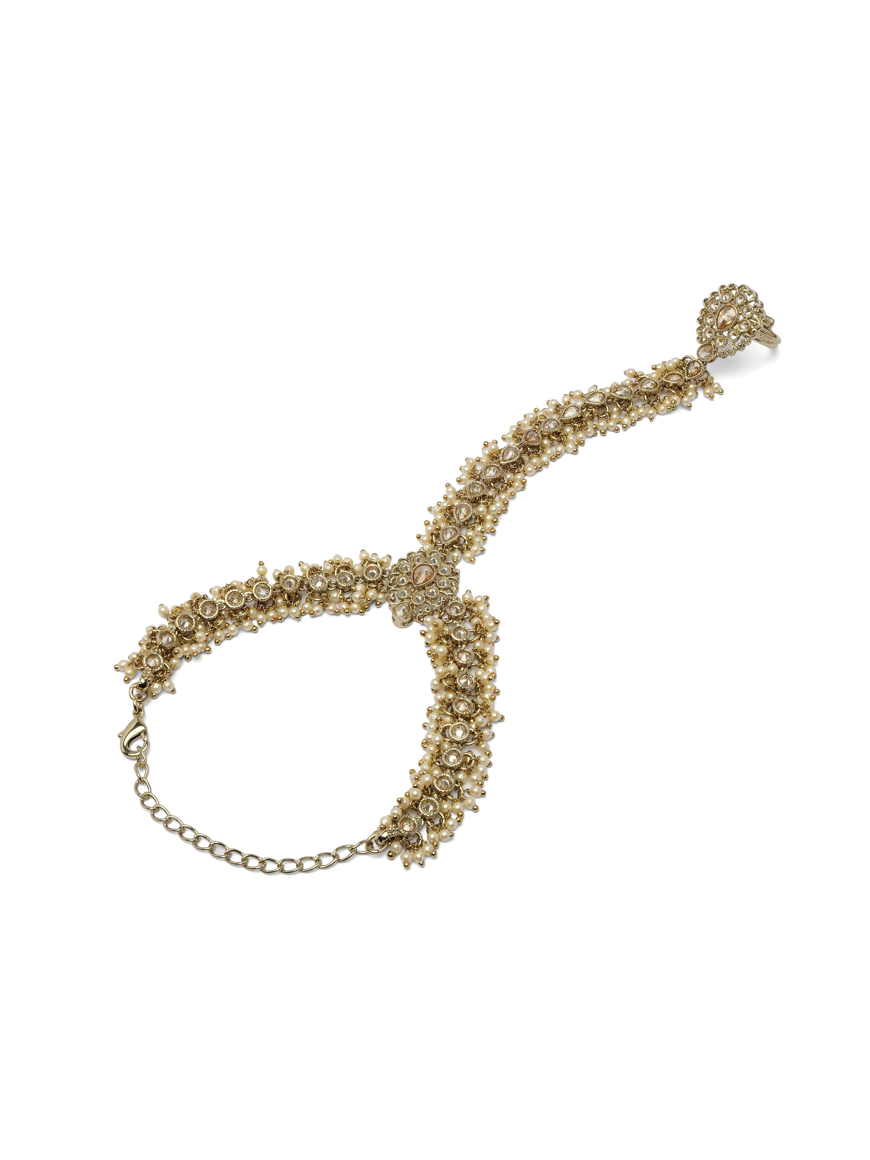 Lavani Hand Chain in Pearl and Champagne