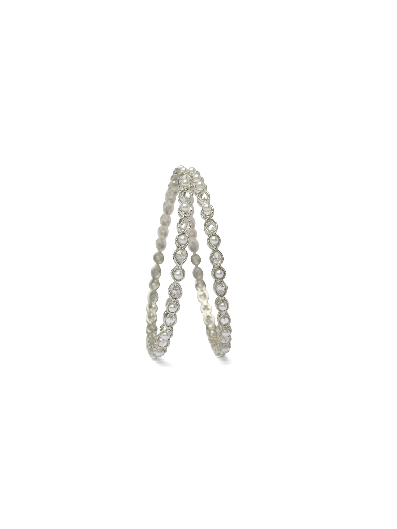 Lavina Kada Bangles in Rhodium