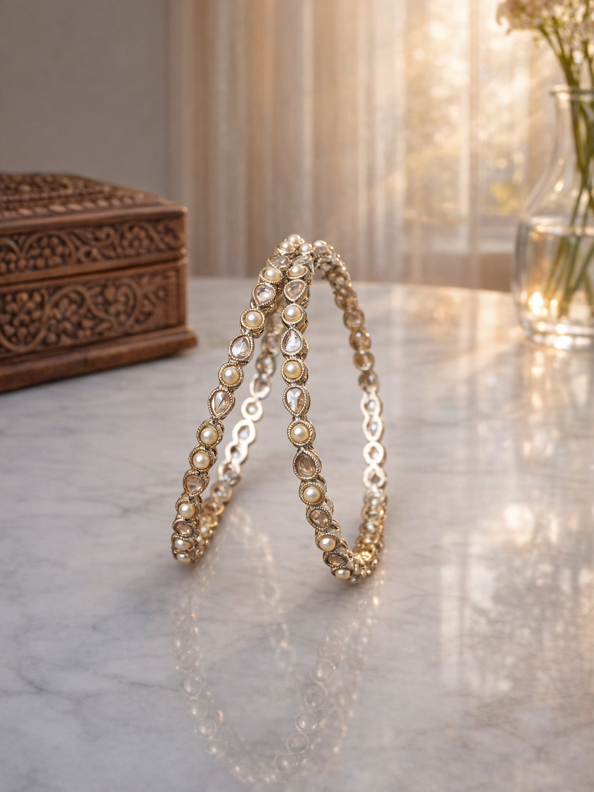 Lavina Kada Bangles in Champagne