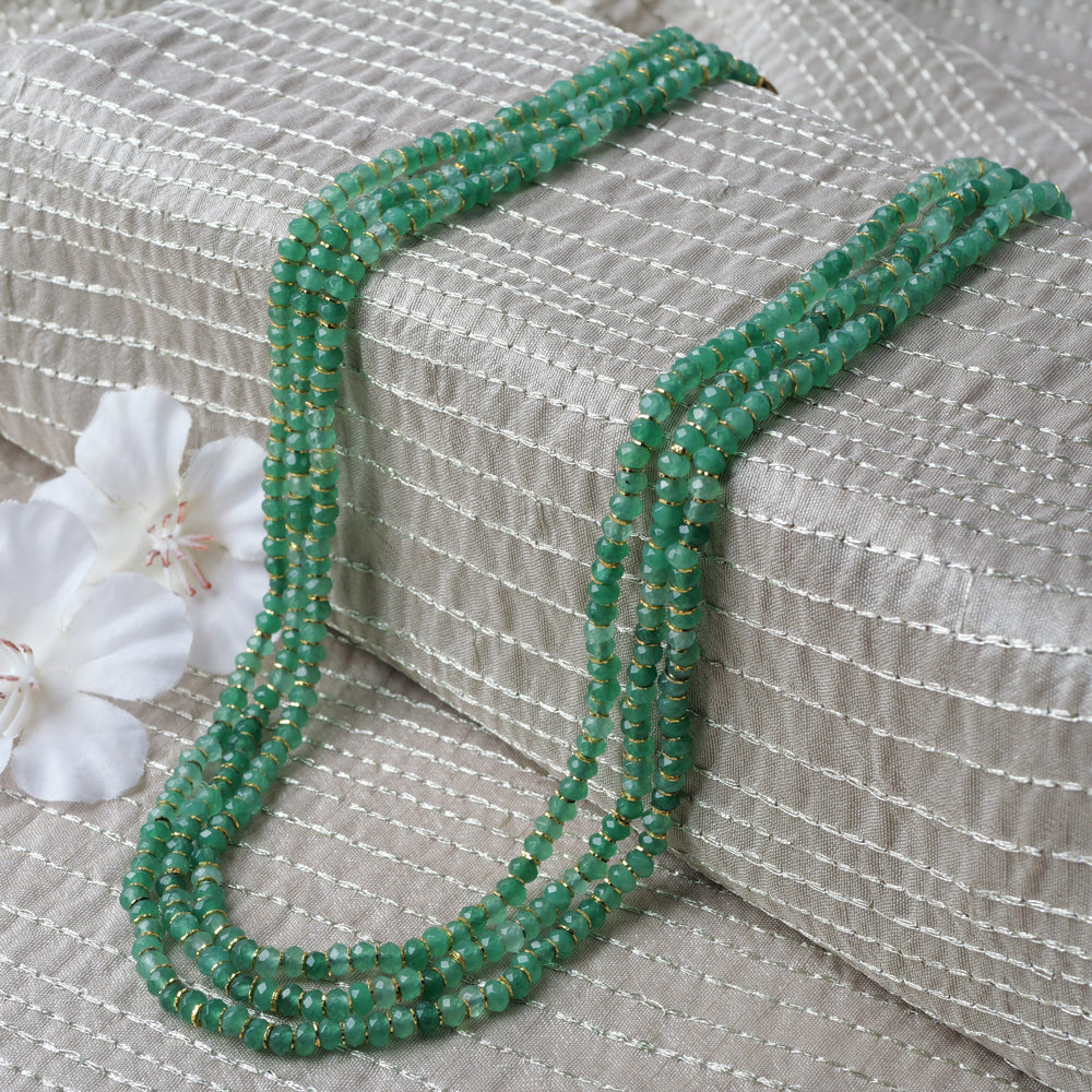 Layered Green Crystal Bead Necklace