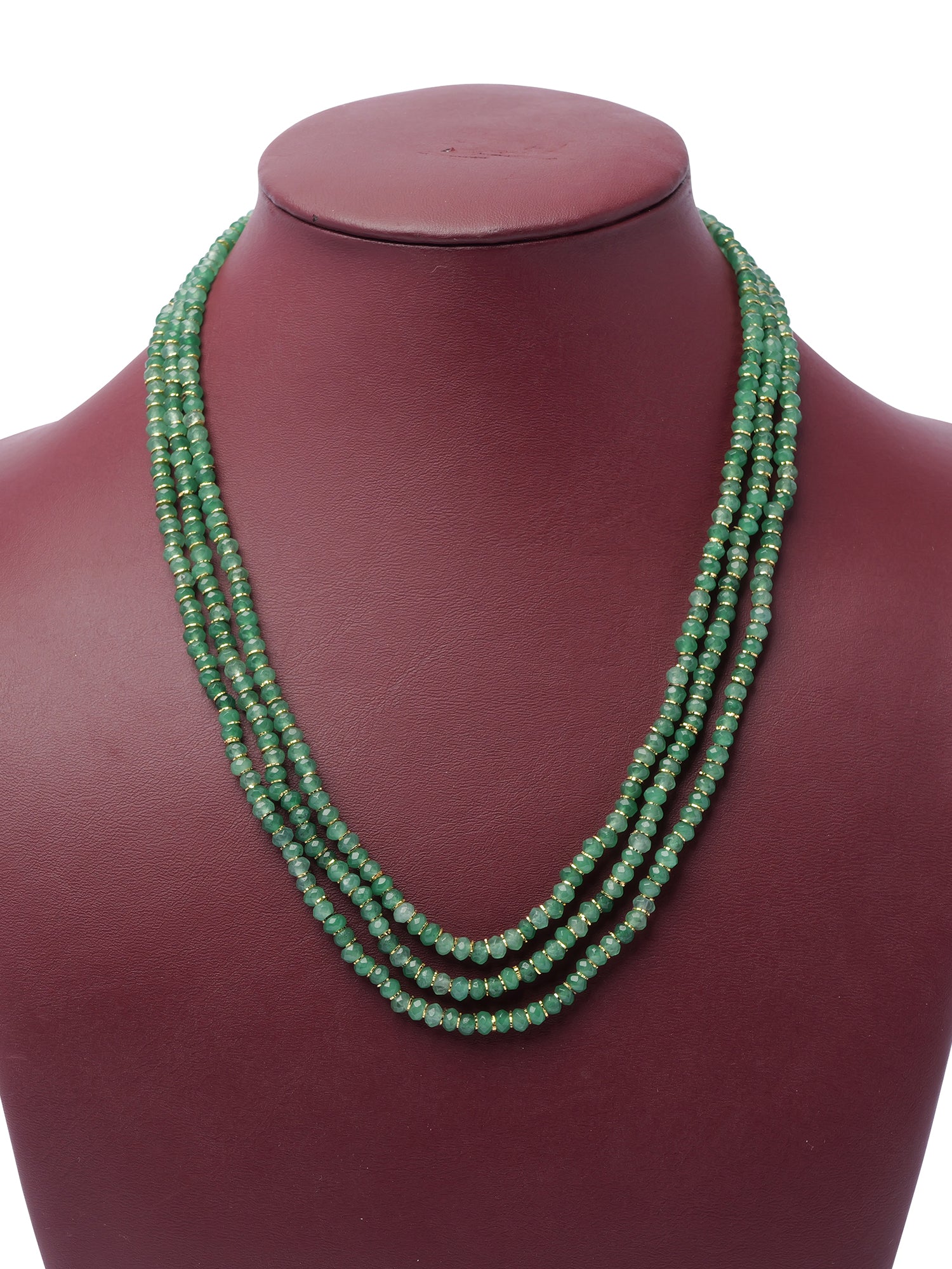 Layered Green Crystal Bead Necklace