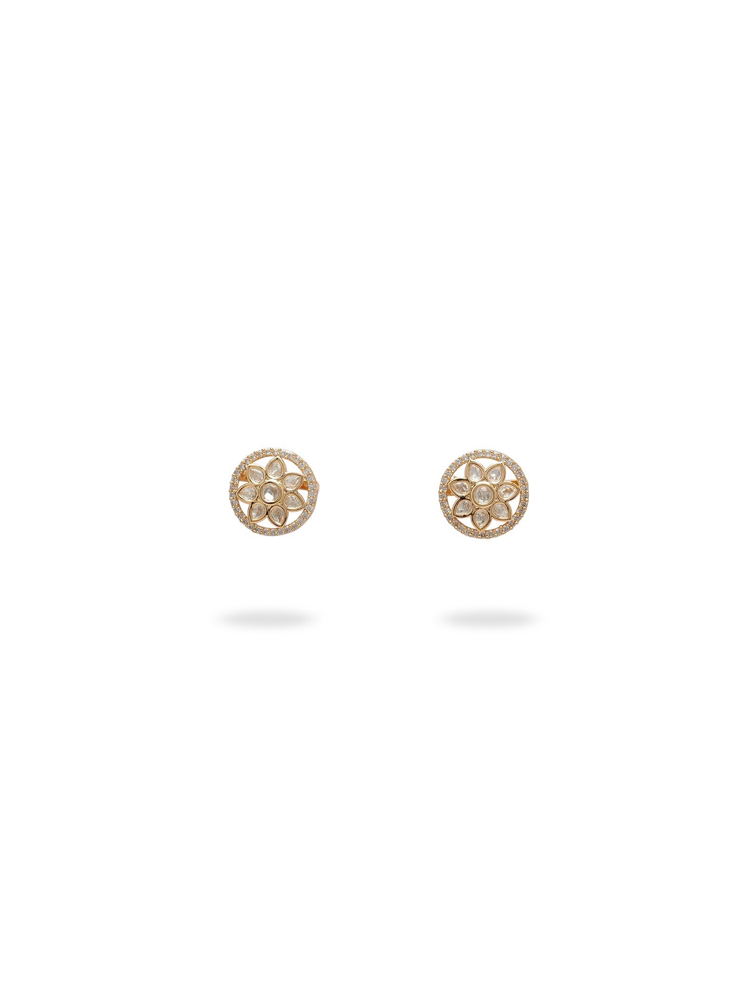 Leya Kundan Stud Earrings in White