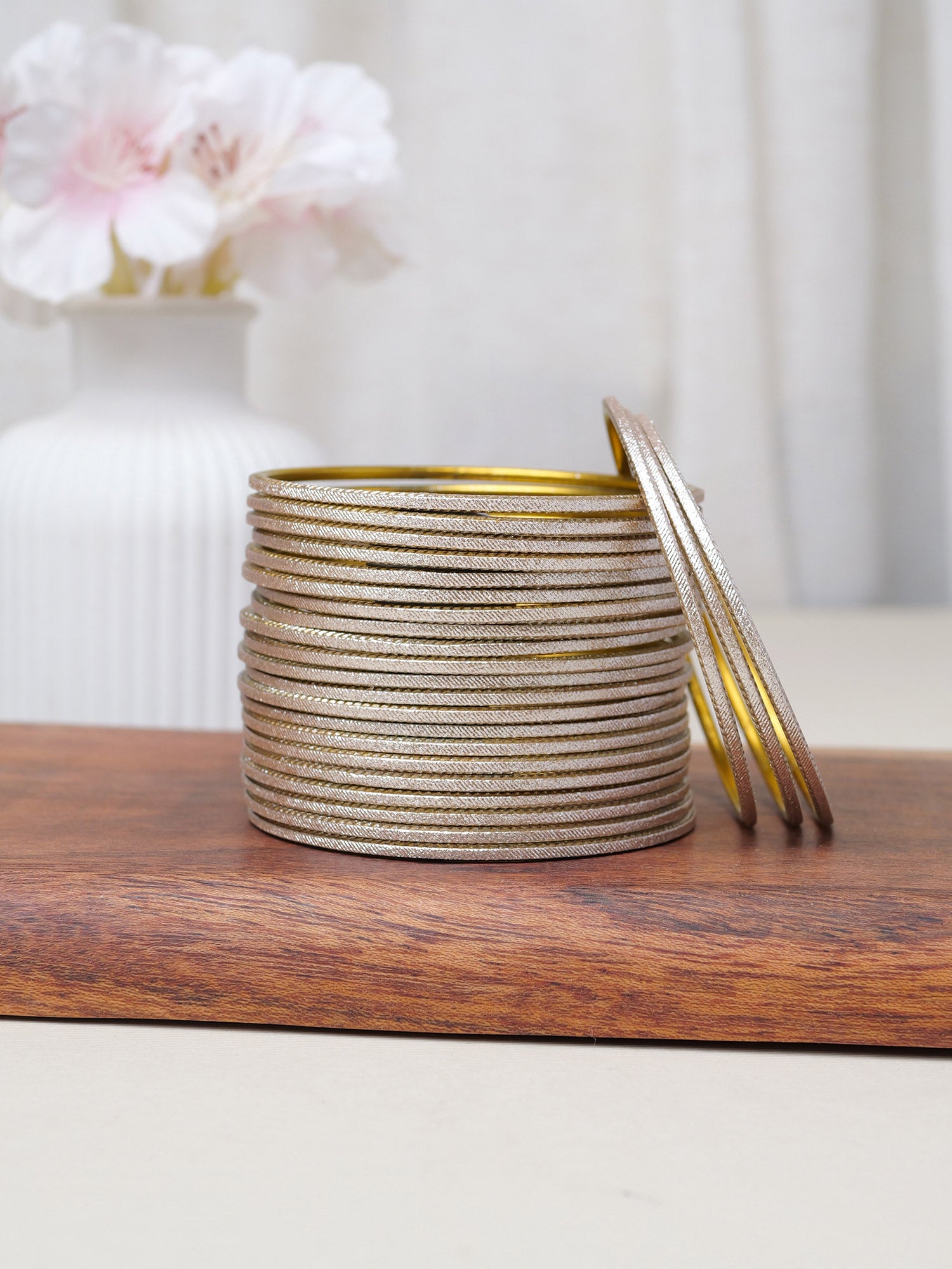 Light Antique Gold Shimmer Bangles