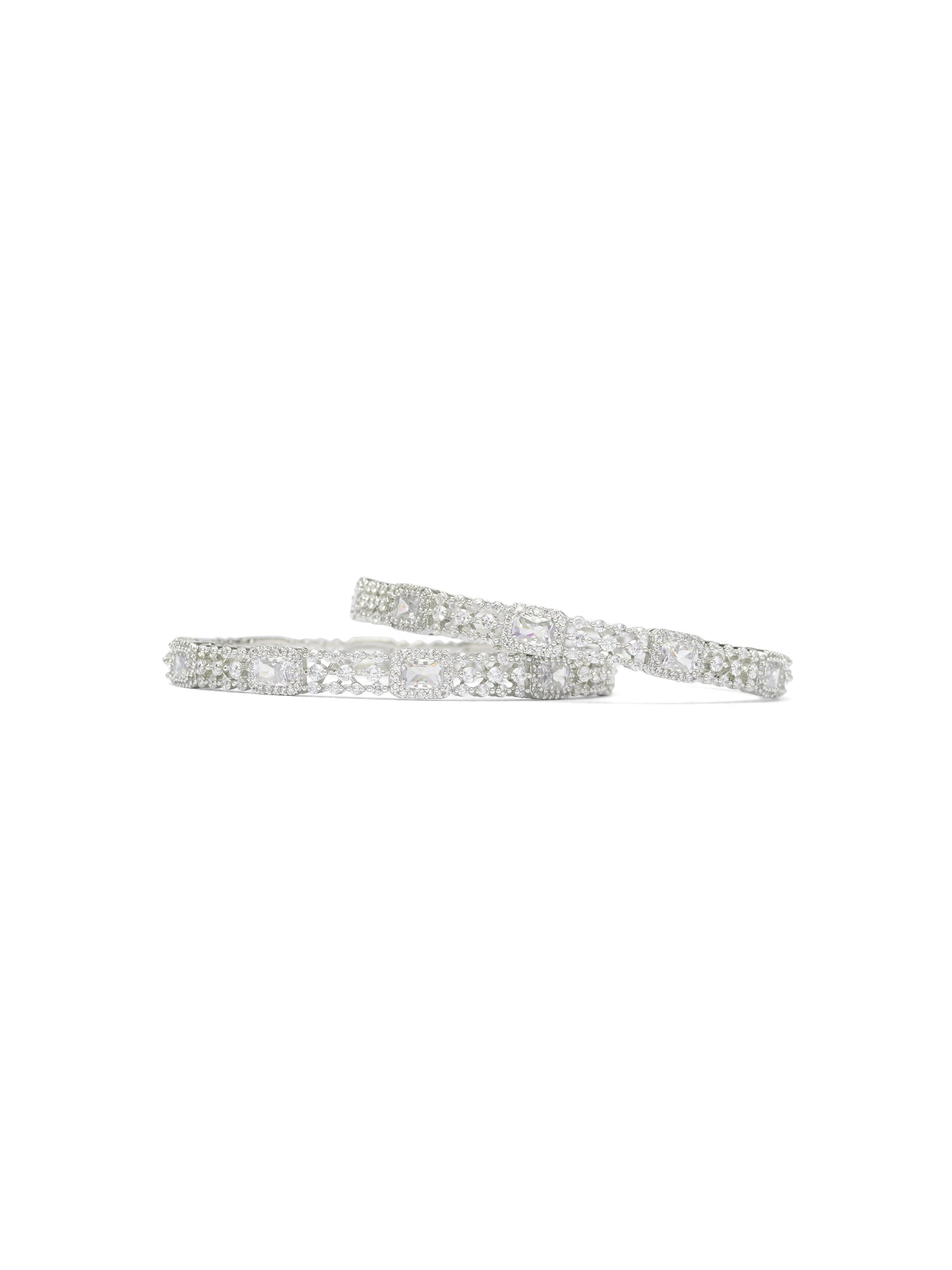 Lira Cubic Zirconia Kada Bangles in Rhodium