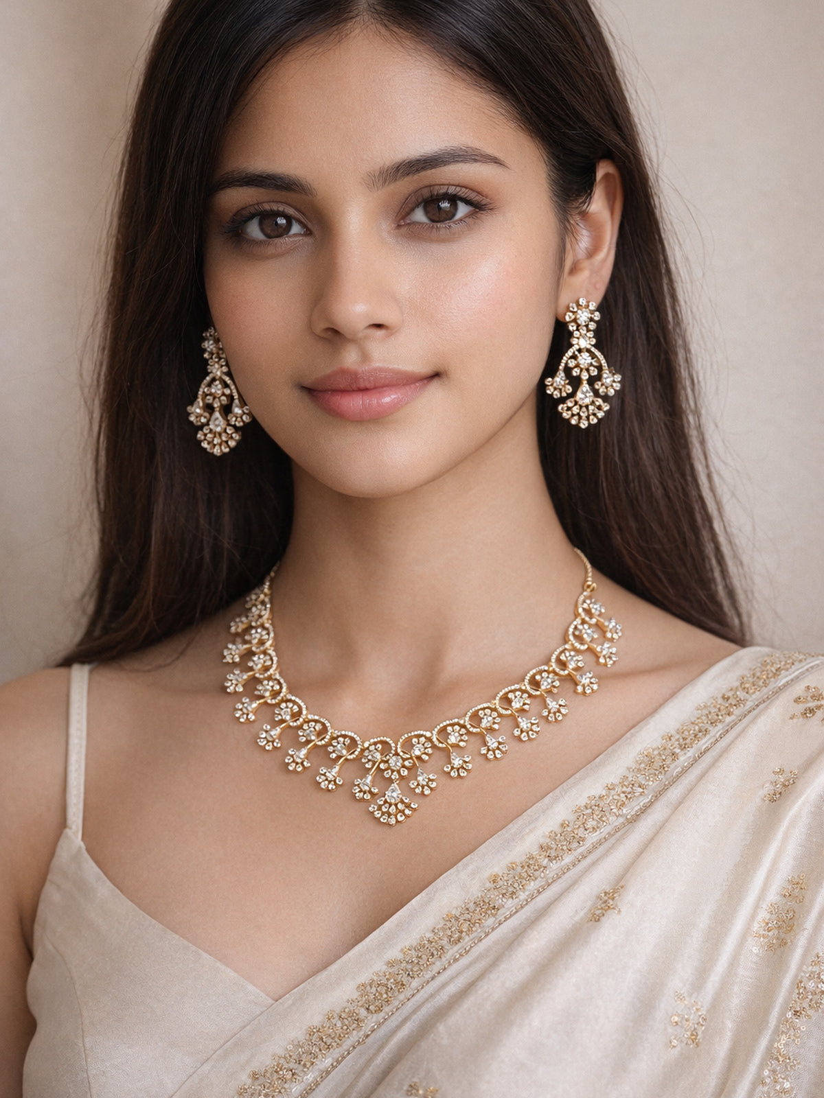 Livia Cubic Zirconia Necklace Set in White 