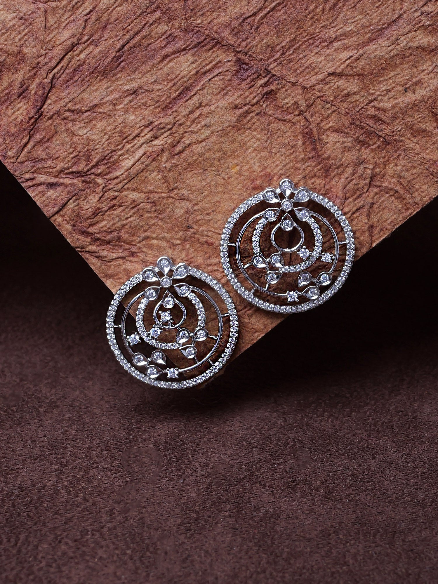 Luella Cubic Zirconia Ear Studs in Rhodium