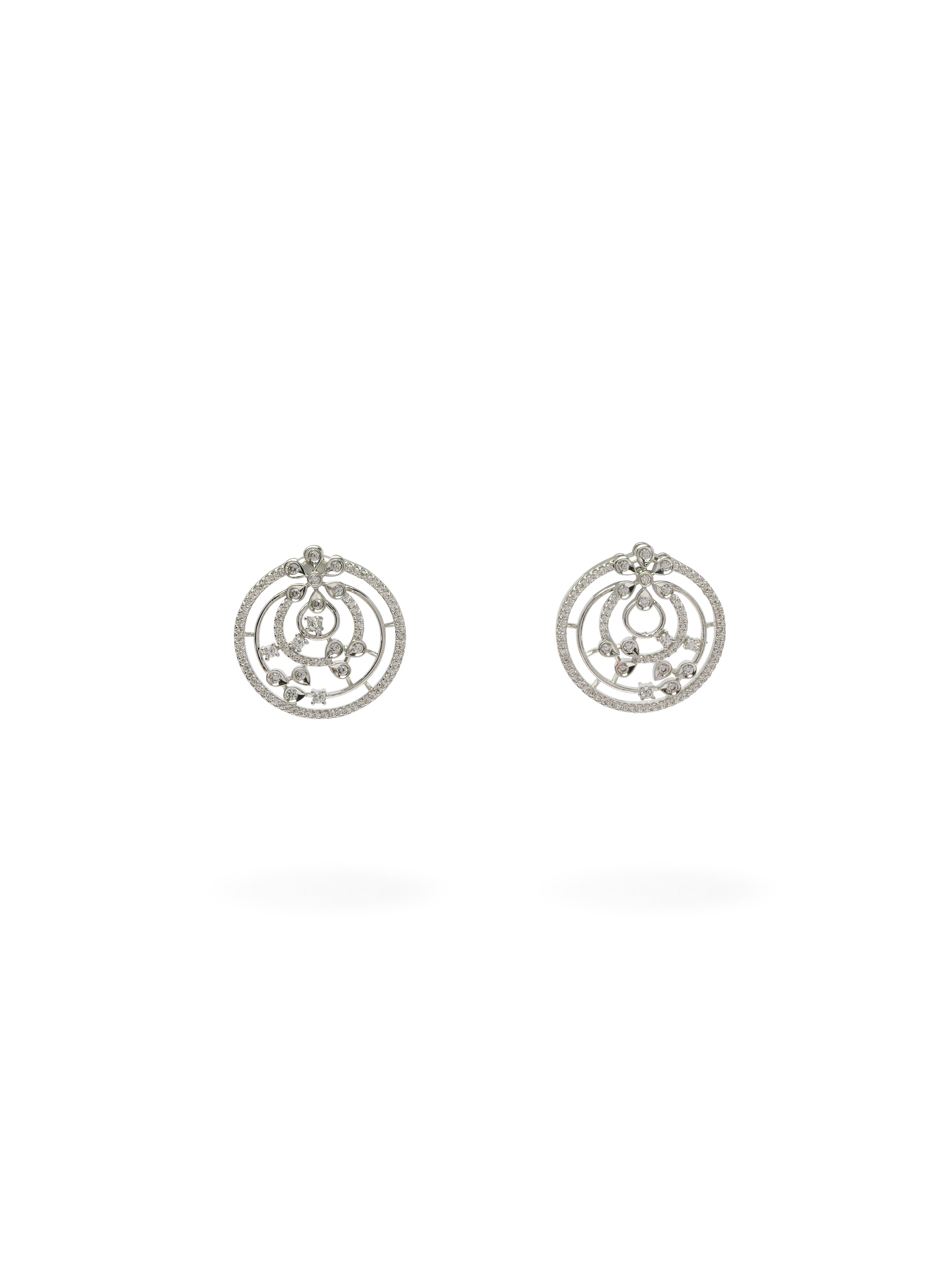 Luella Cubic Zirconia Ear Studs in Rhodium