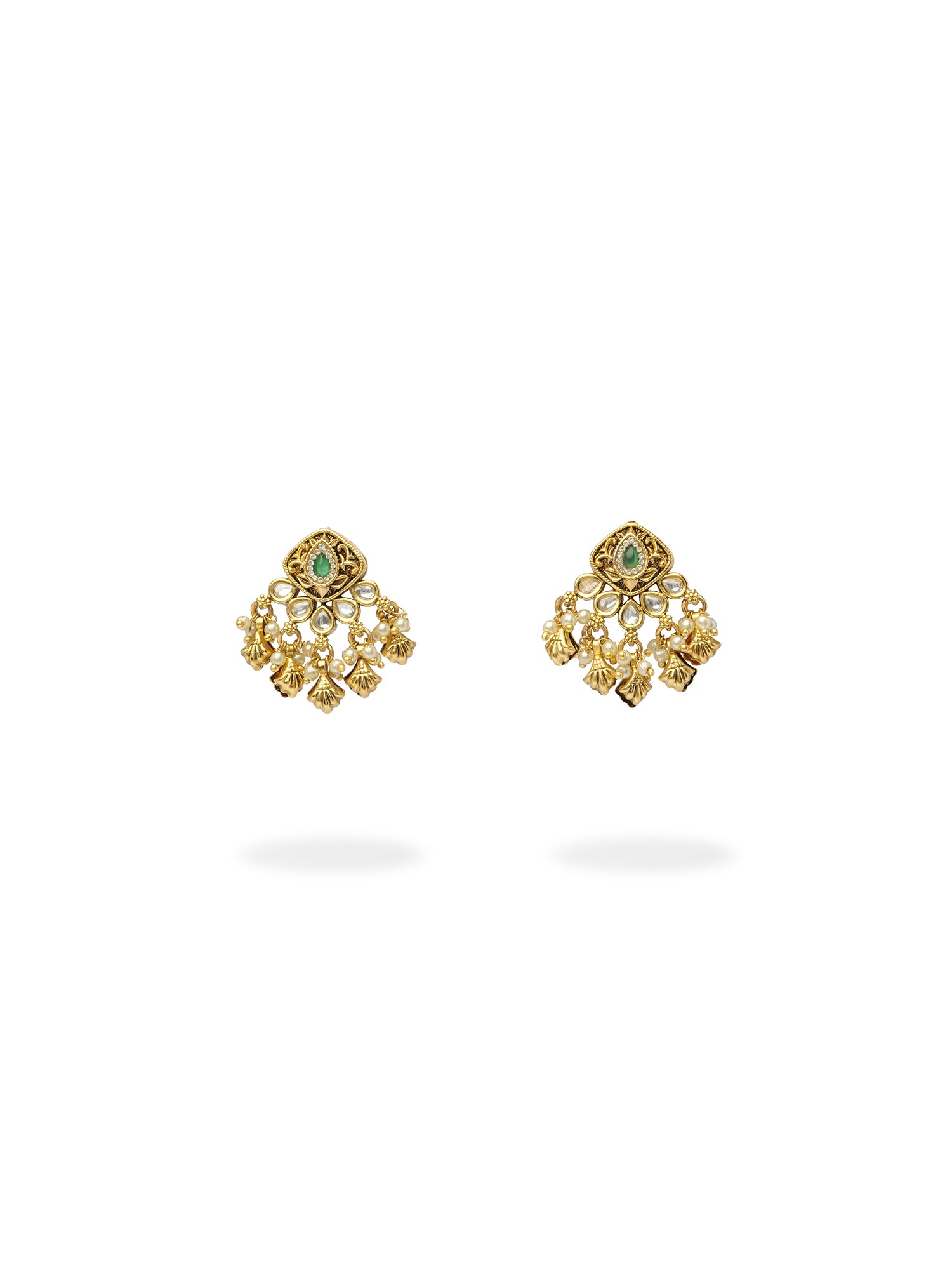 Maaya Stud Drop Earrings in Green
