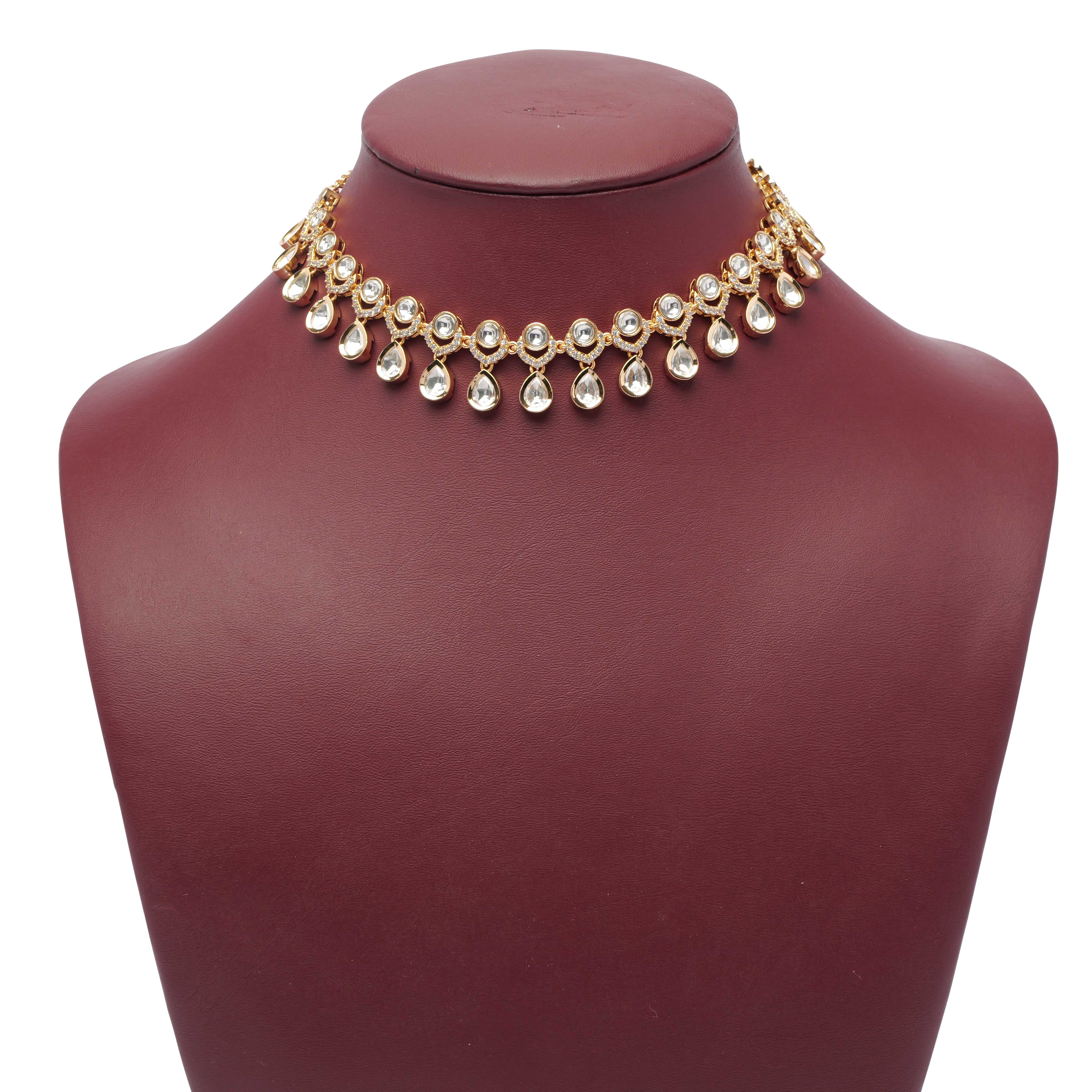 Mahi Kundan Necklace Set in White