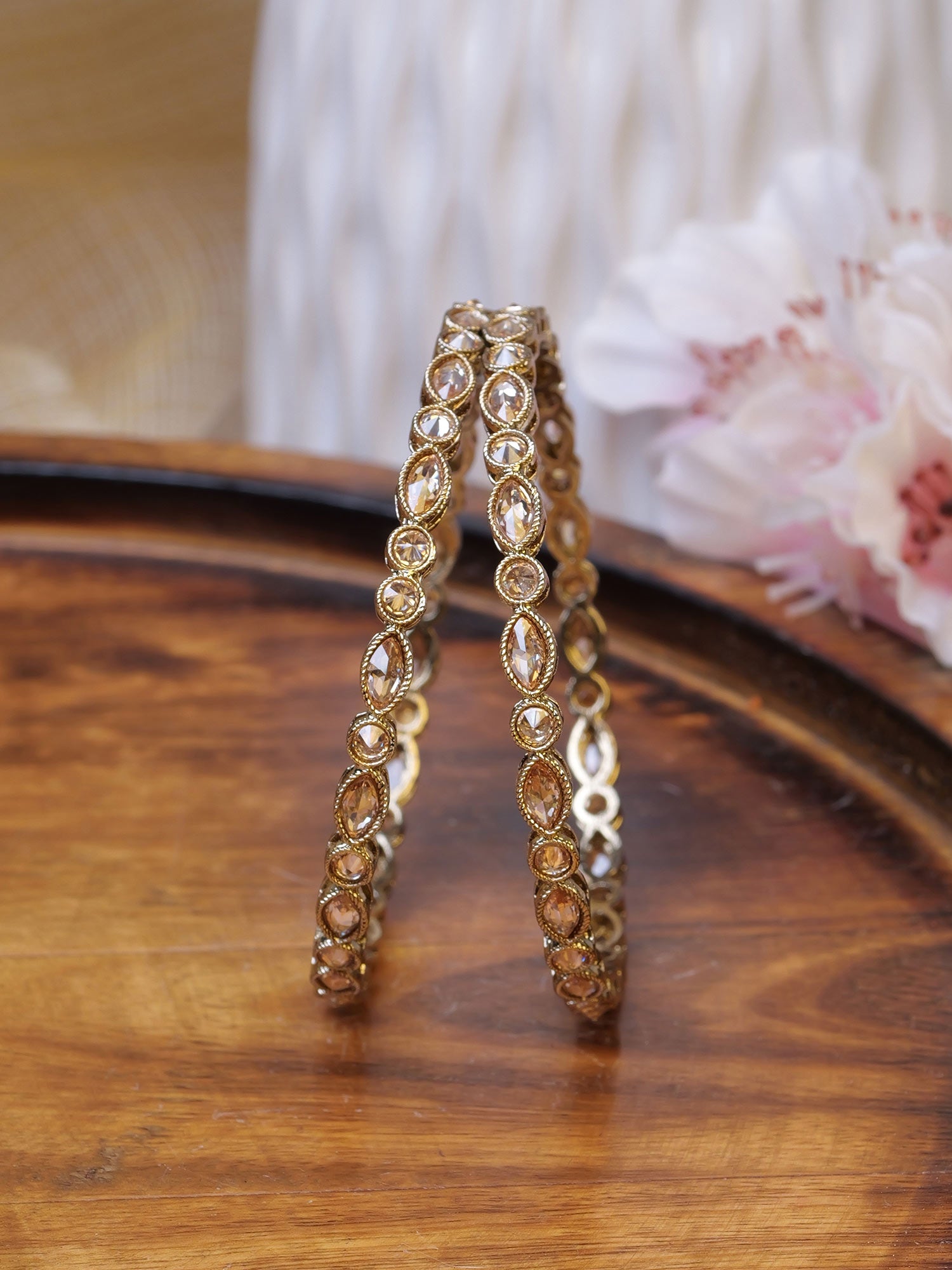 Mahira Crystal Bangles in Champagne