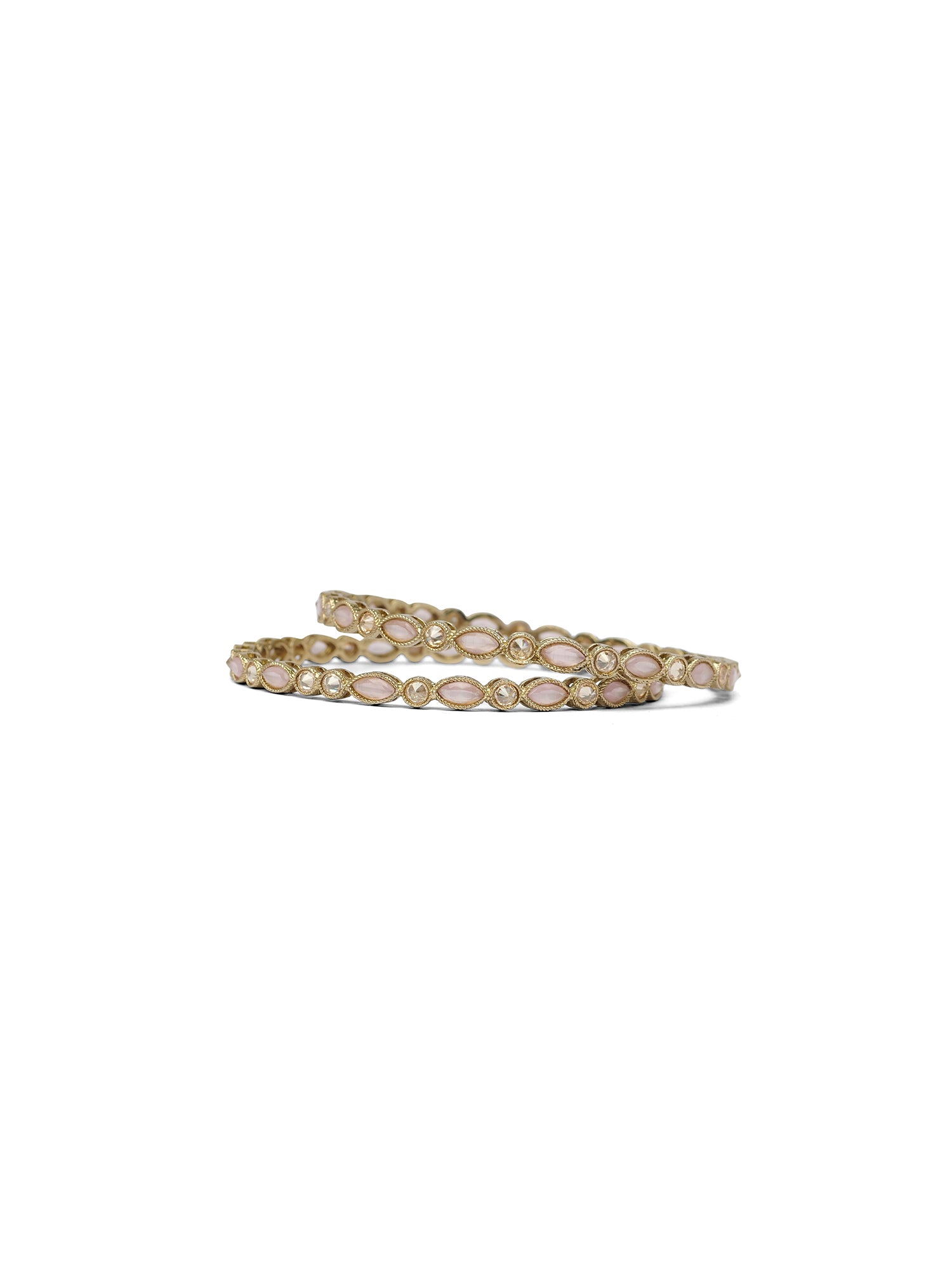 Mahira Crystal Bangles in Light Pink