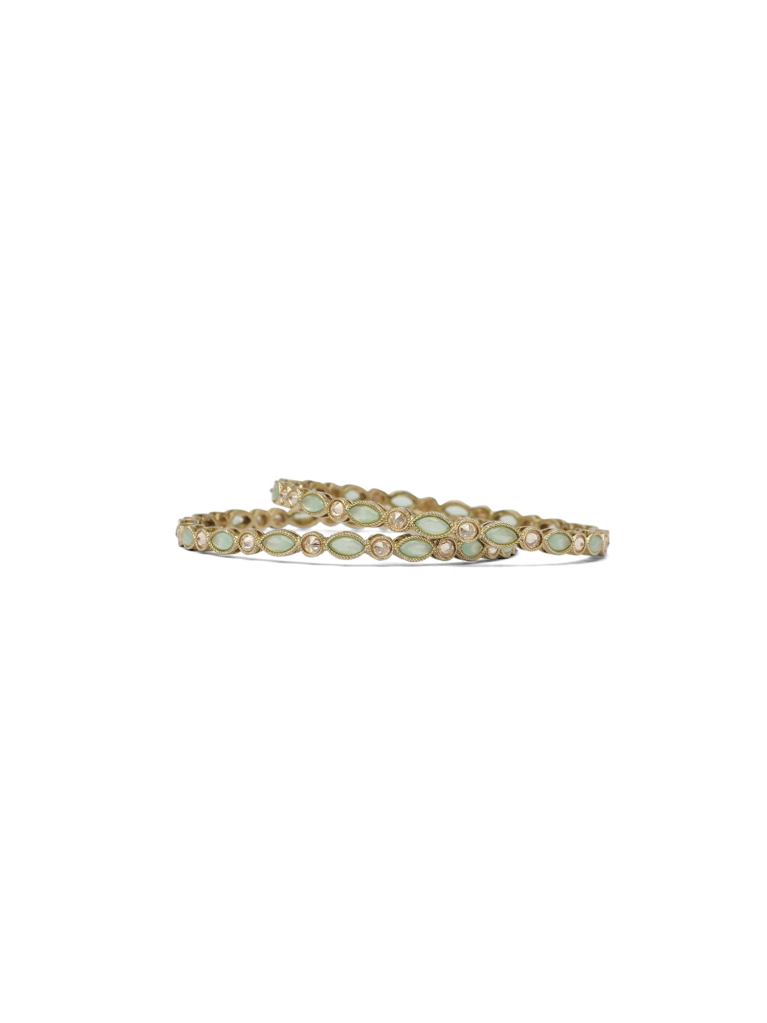 Mahira Crystal Bangles in Mint