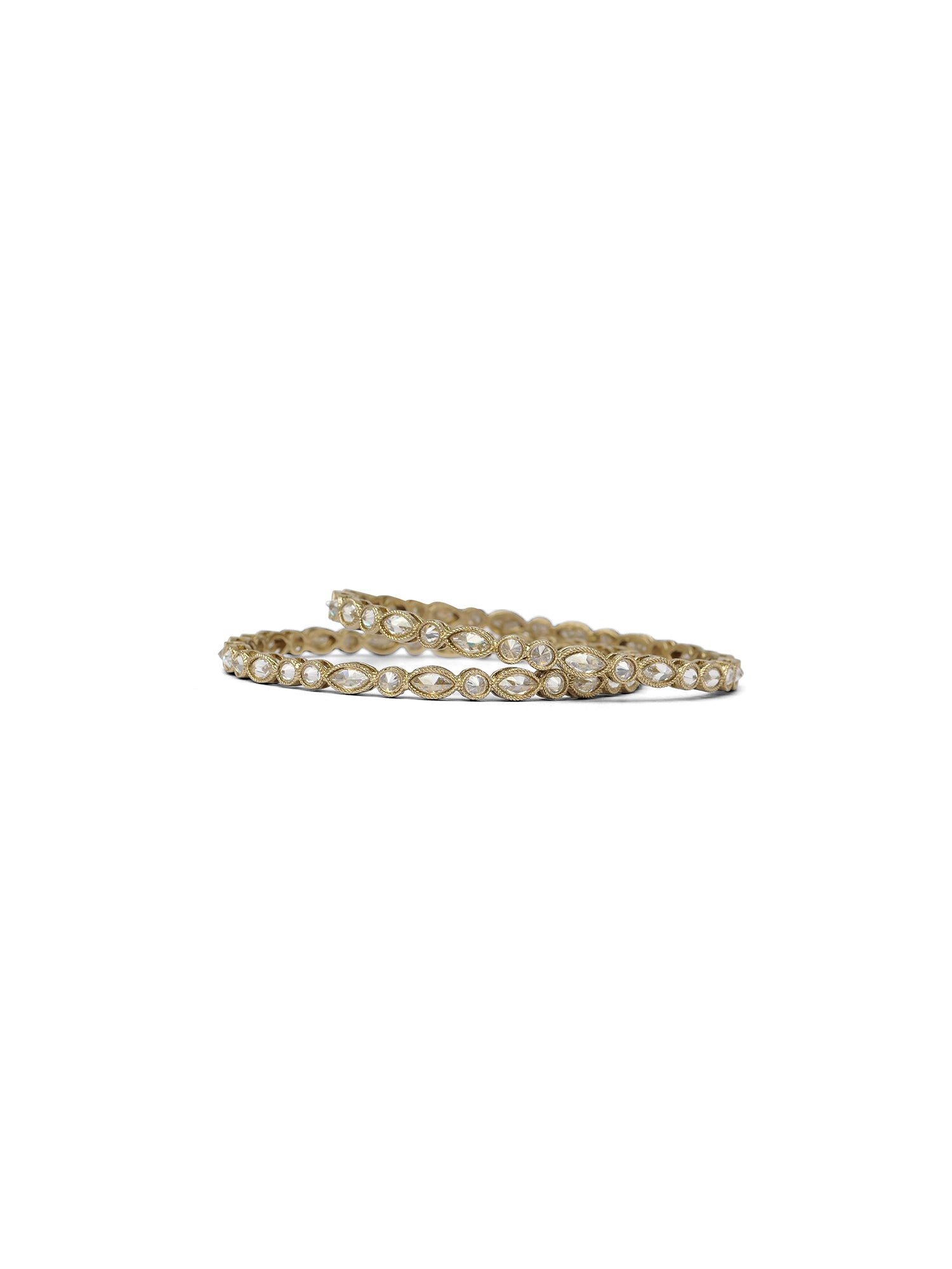 Mahira Crystal Bangles in White