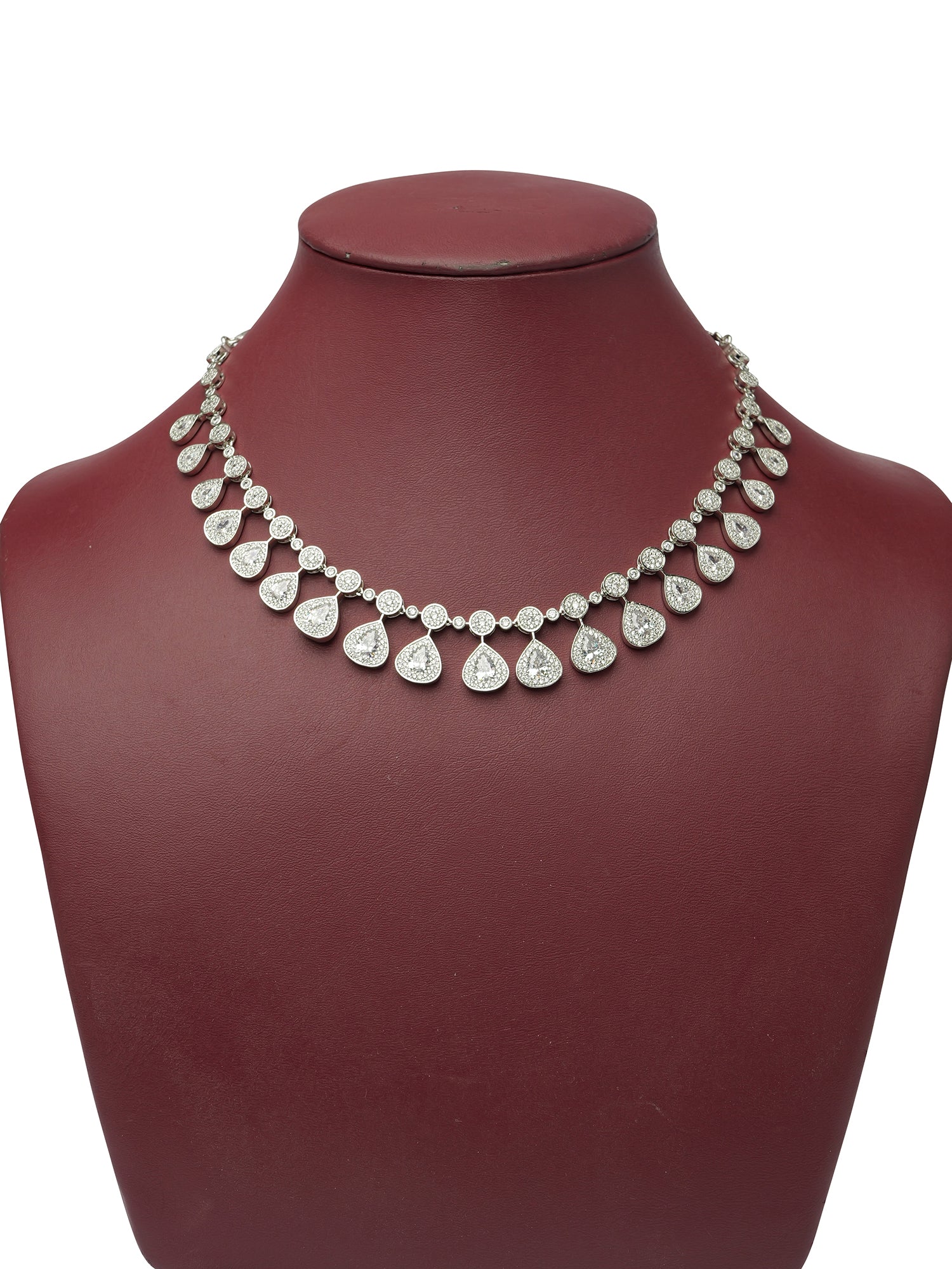 Maia Cubic Zirconia Necklace Set in Rhodium
