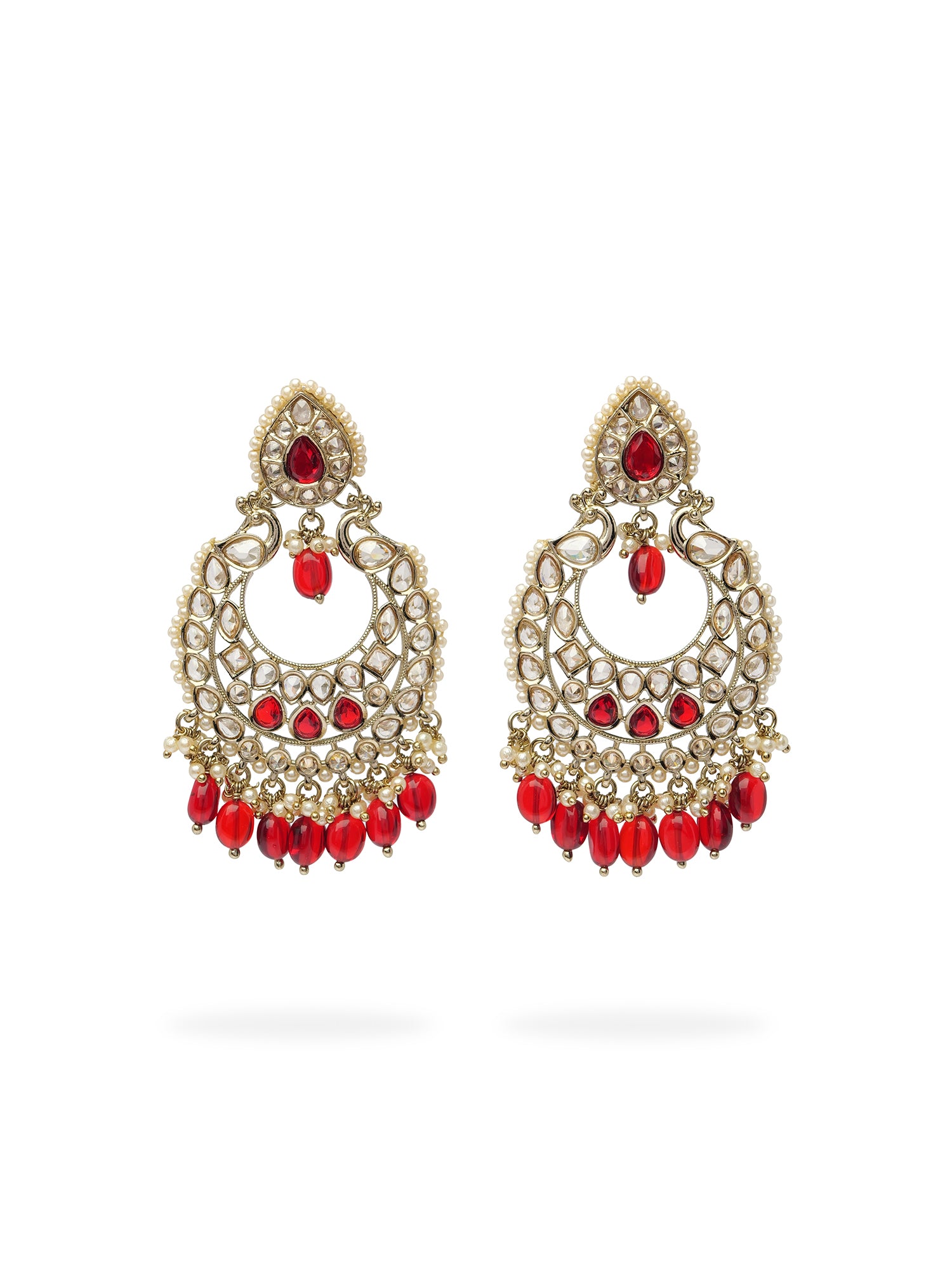 Manika Chandbali Pearl Earrings in Maroon