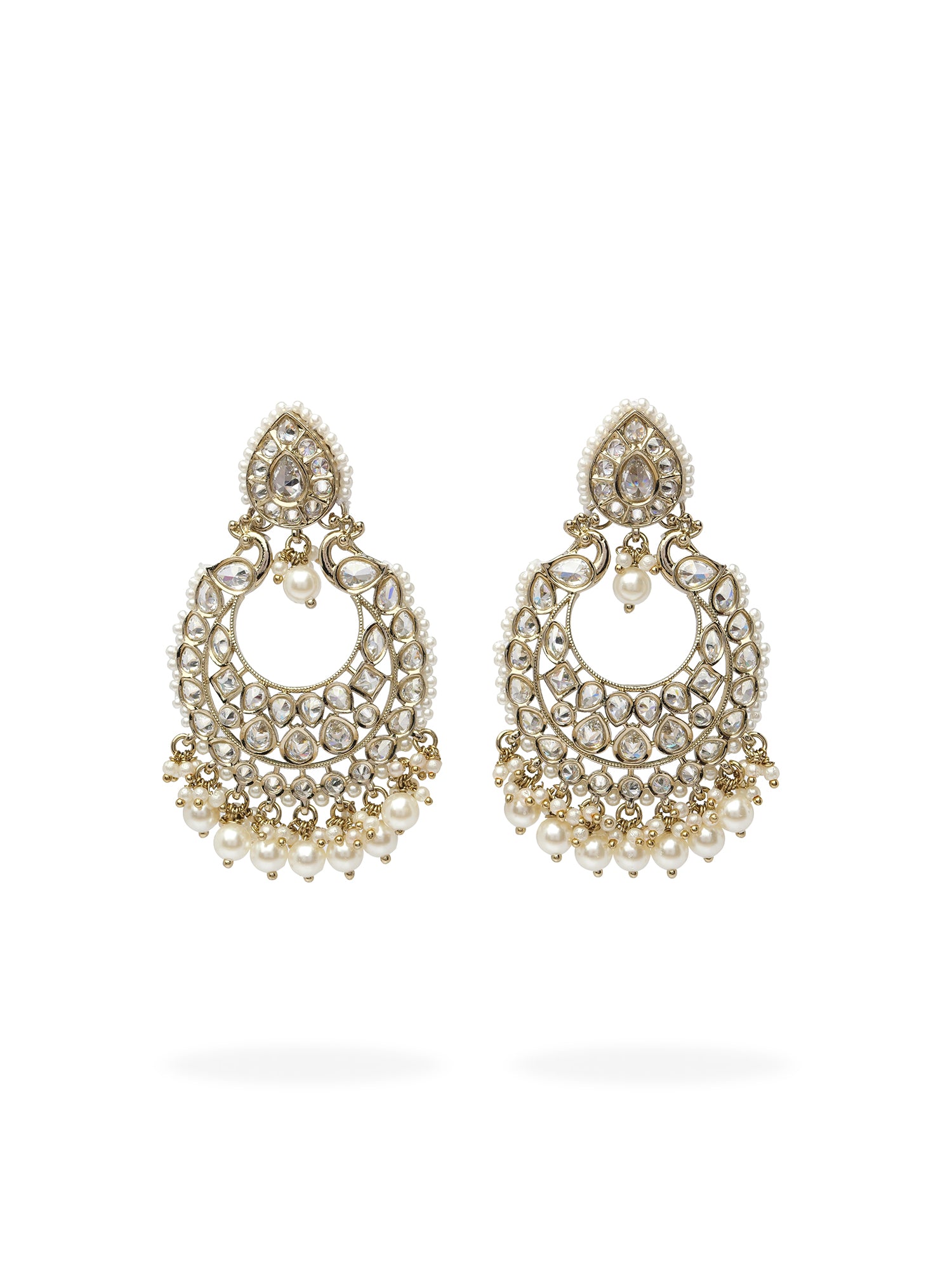 Manika Chandbali Pearl Earrings in White