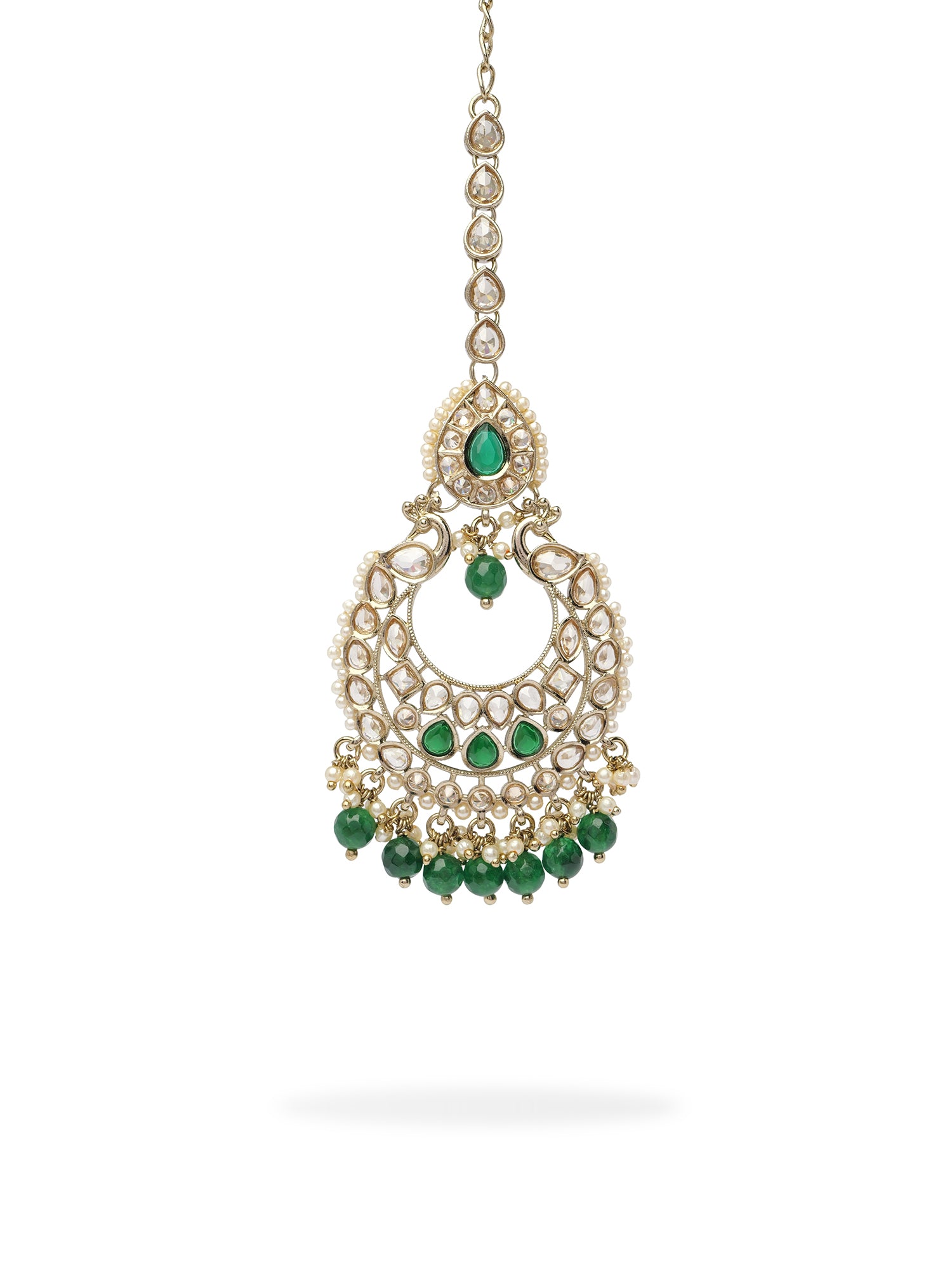 Manika Pearl Maang Tikka in Green