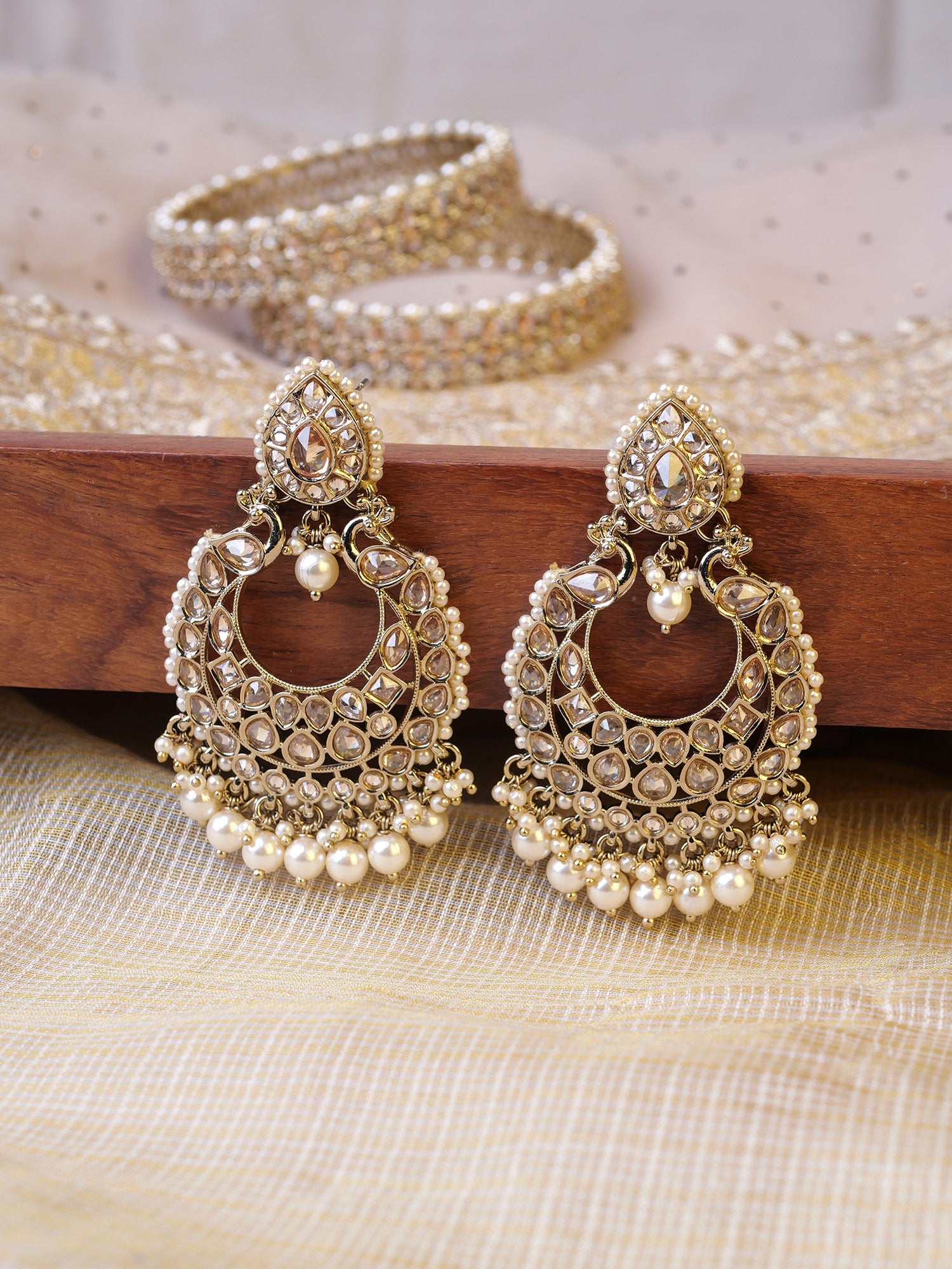 Manika Chandbali Pearl Earrings in Champagne