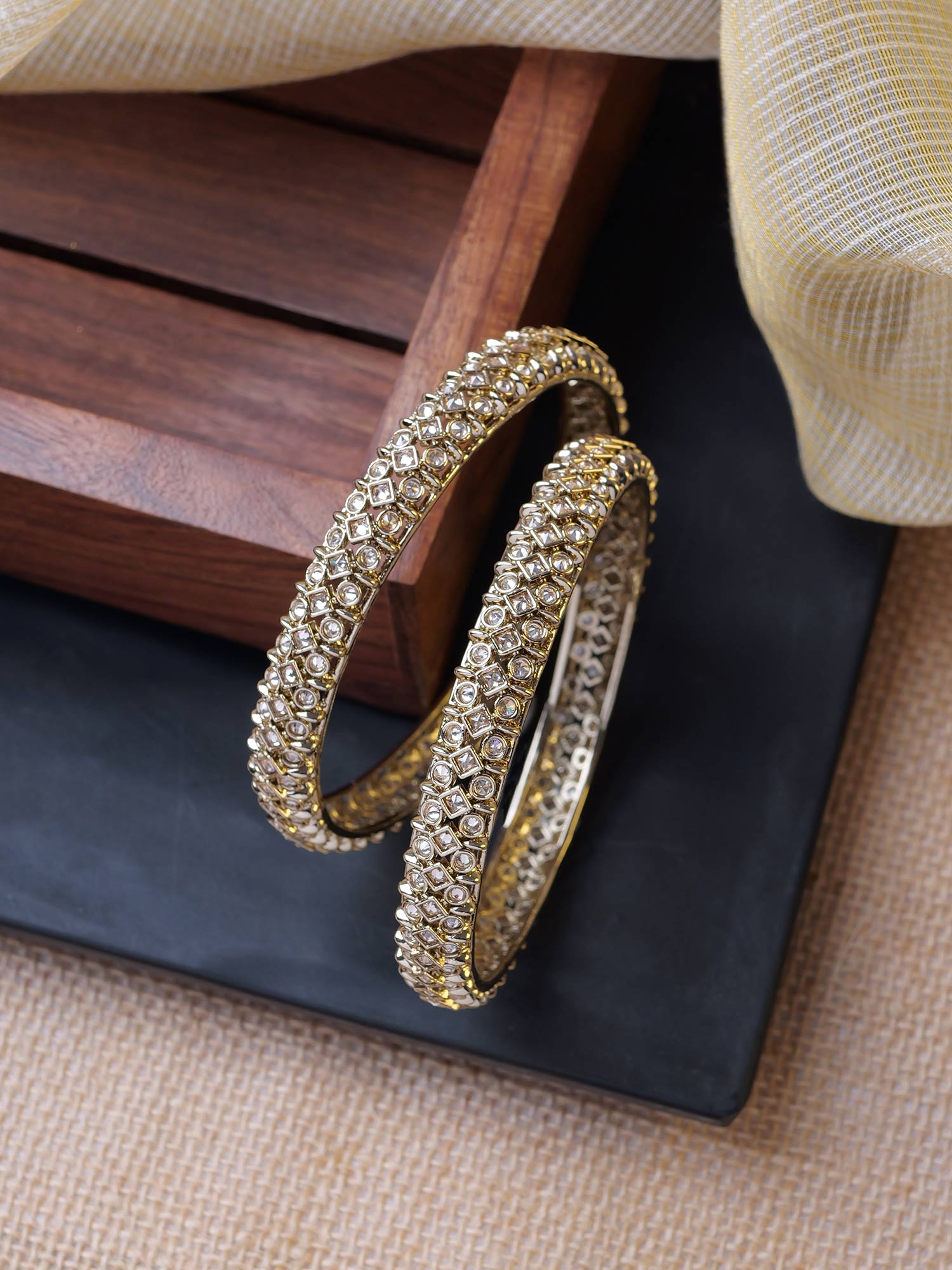 Manjari Kada Bangles in Champagne