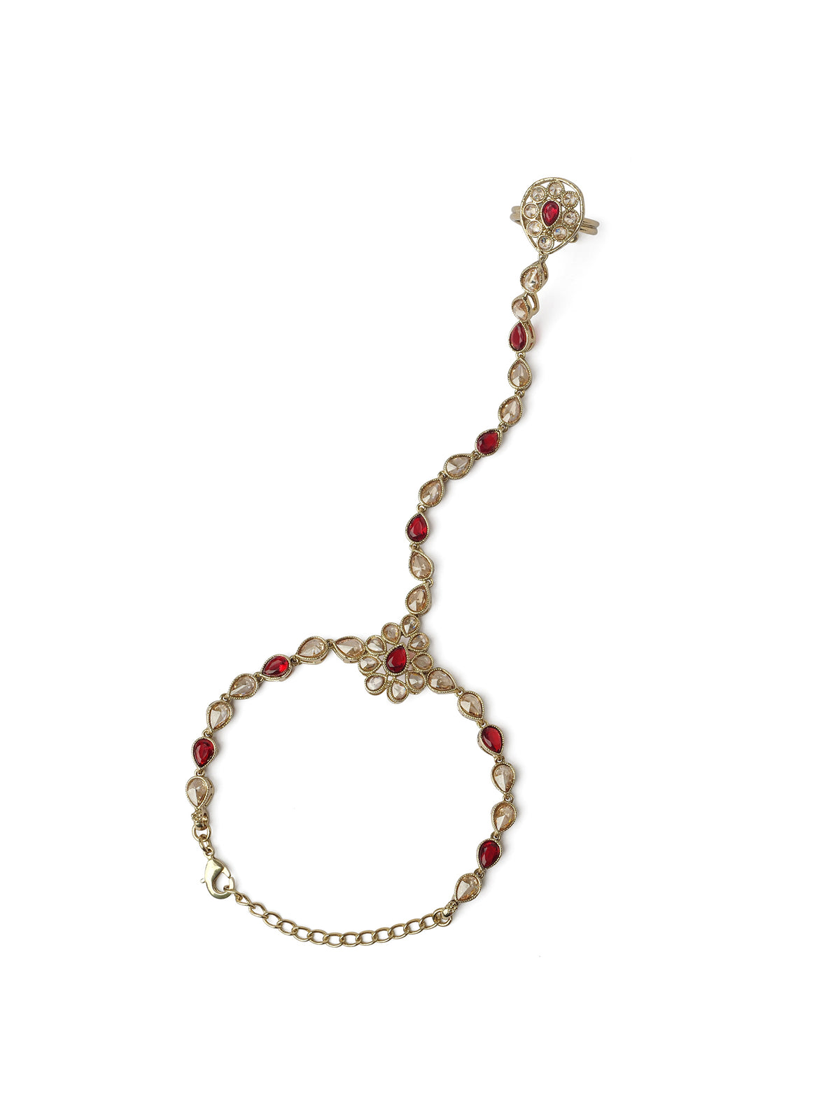 Mansi Hand Chain in Maroon
