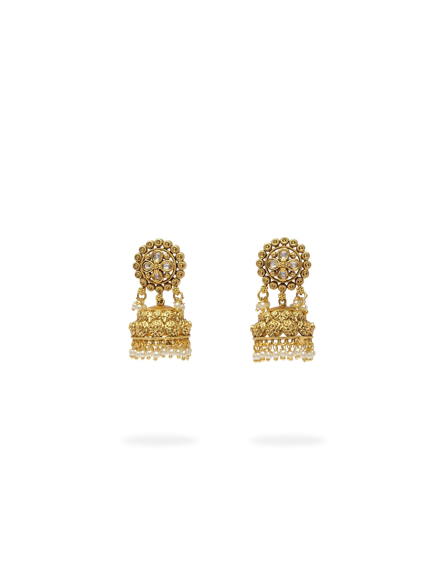 Manvika Jhumka Earrings in White