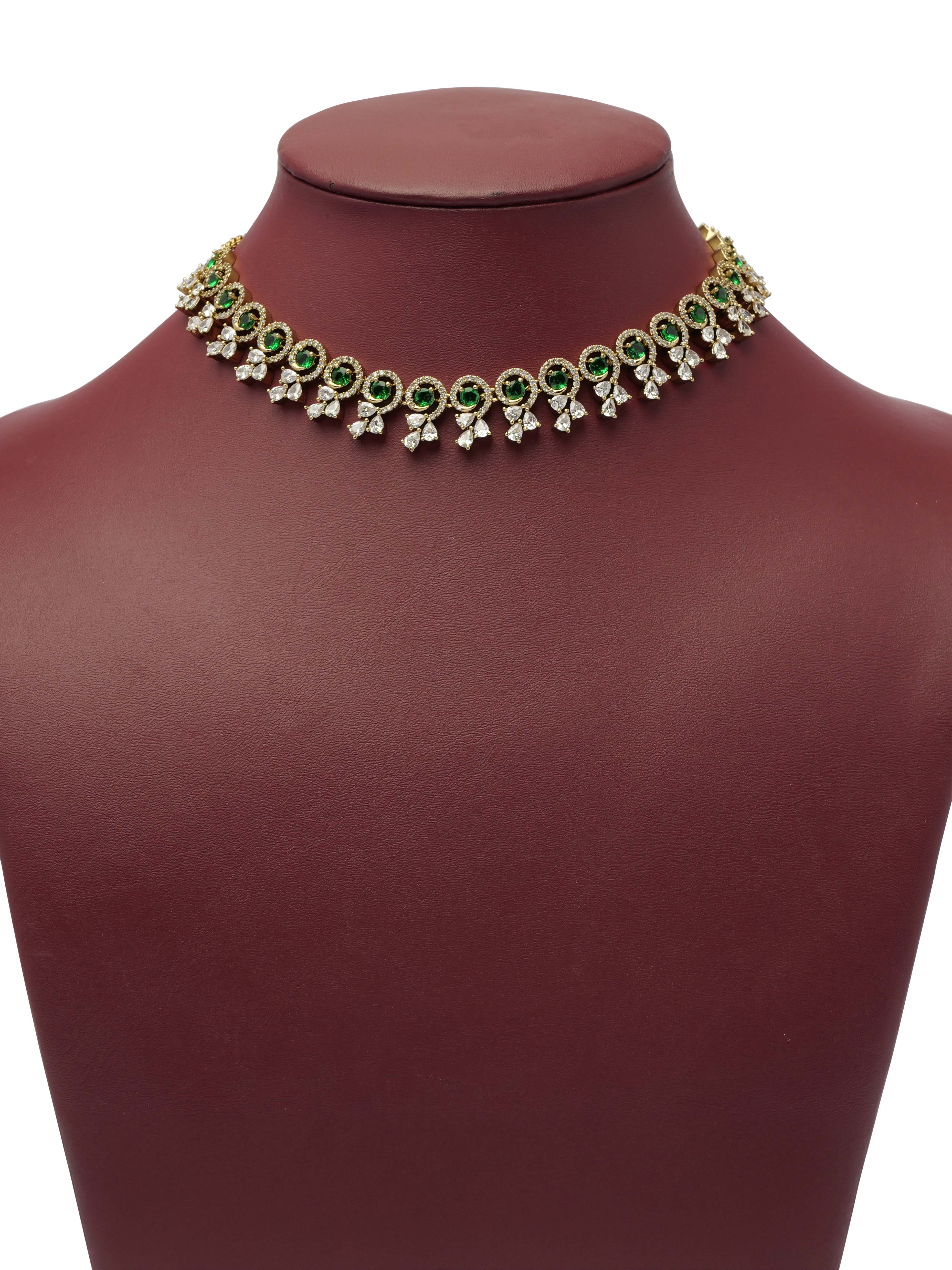 Mara Cubic Zirconia Necklace Set in Green