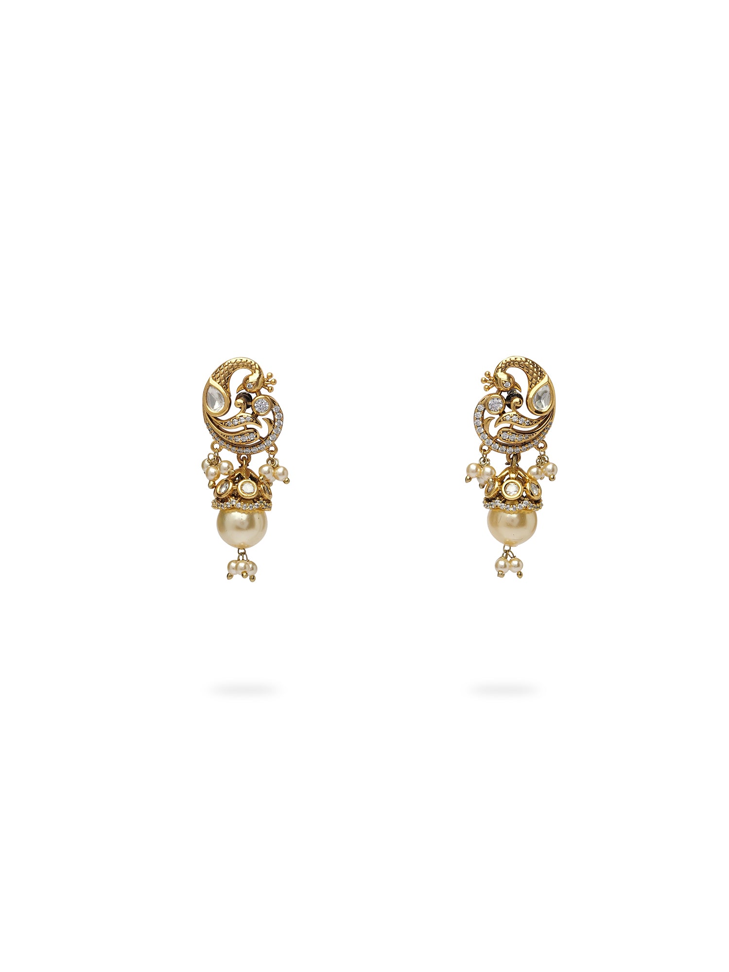 Mayura Kundan Earrings in White
