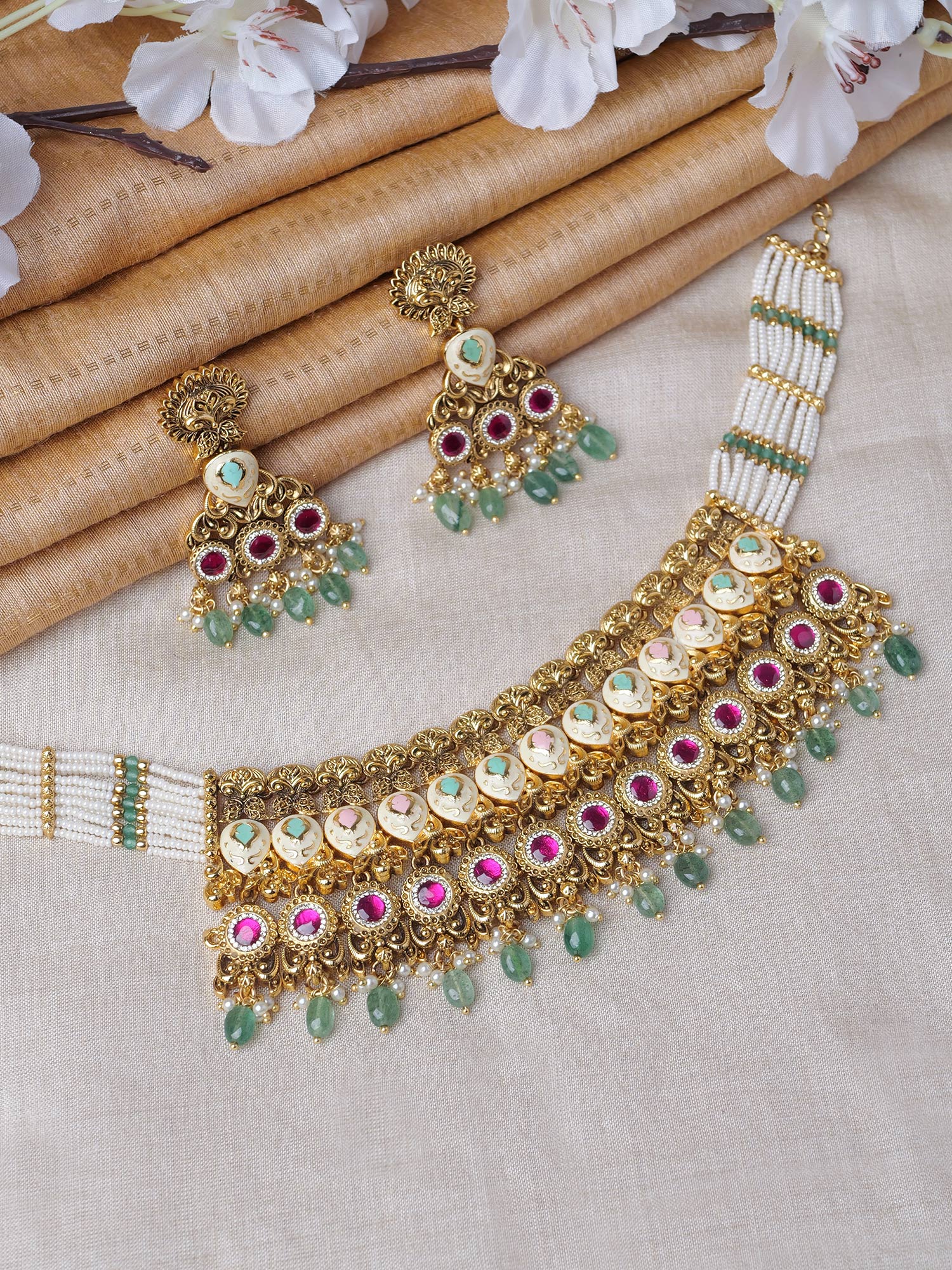 Meenakshi Necklace Set in Multi