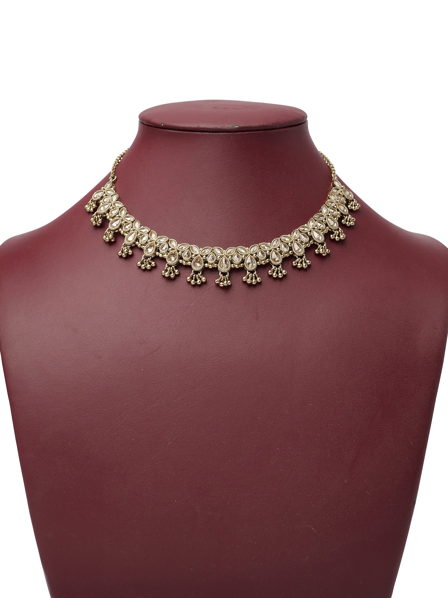 Mehak Simple Necklace Set in Antique Gold