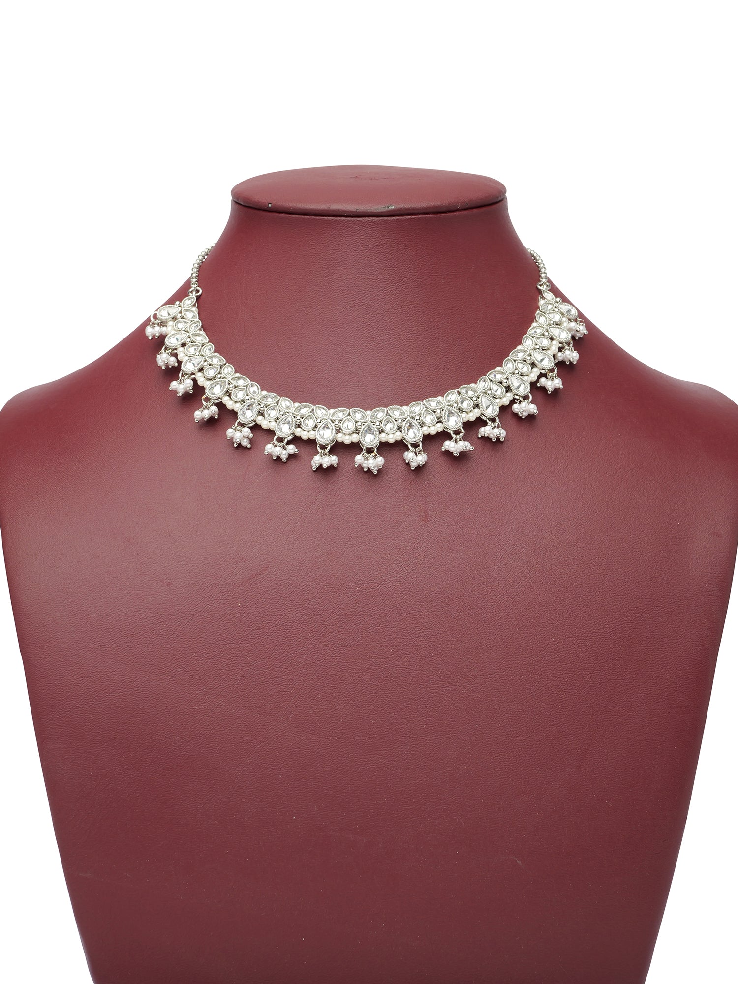Mehak Simple Necklace Set in Rhodium