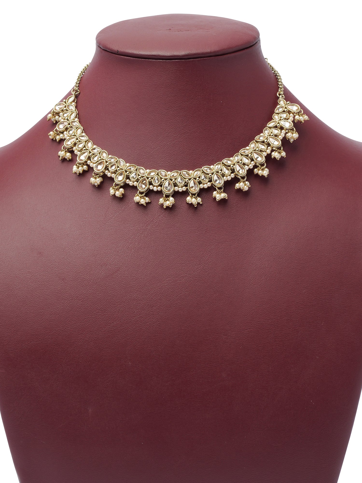 Mehak Simple Necklace Set in Champagne