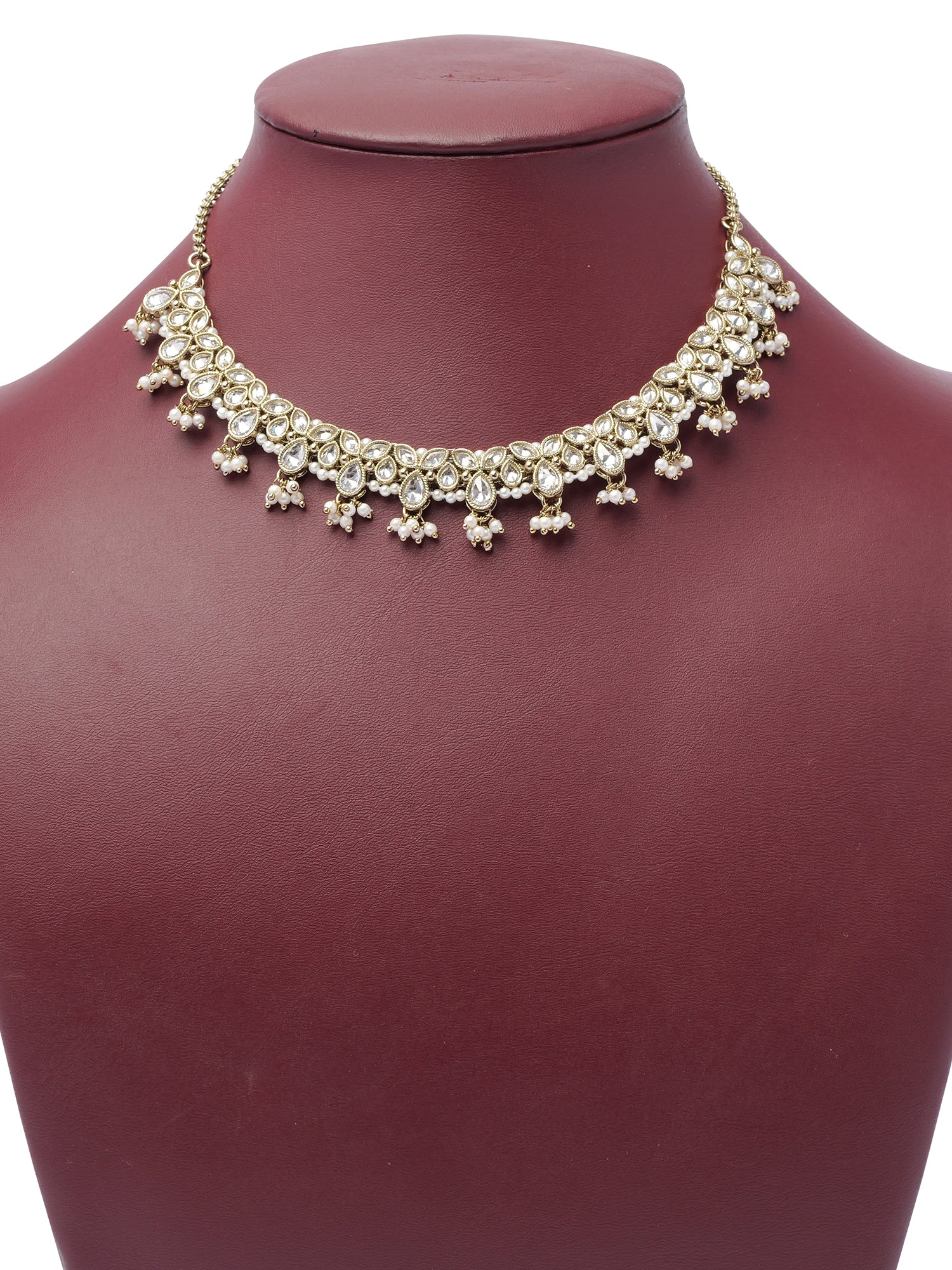 Mehak Simple Necklace Set in White