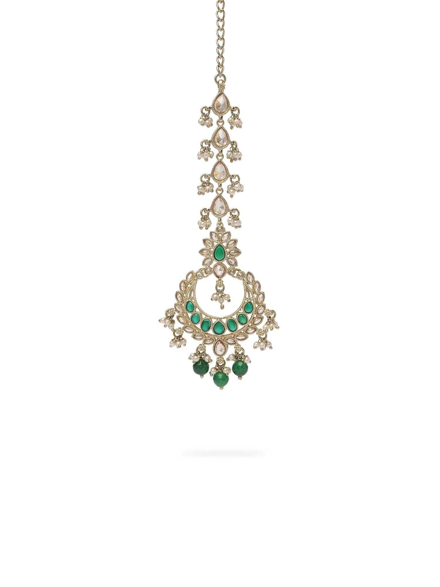 Meher Maang Tikka in Green