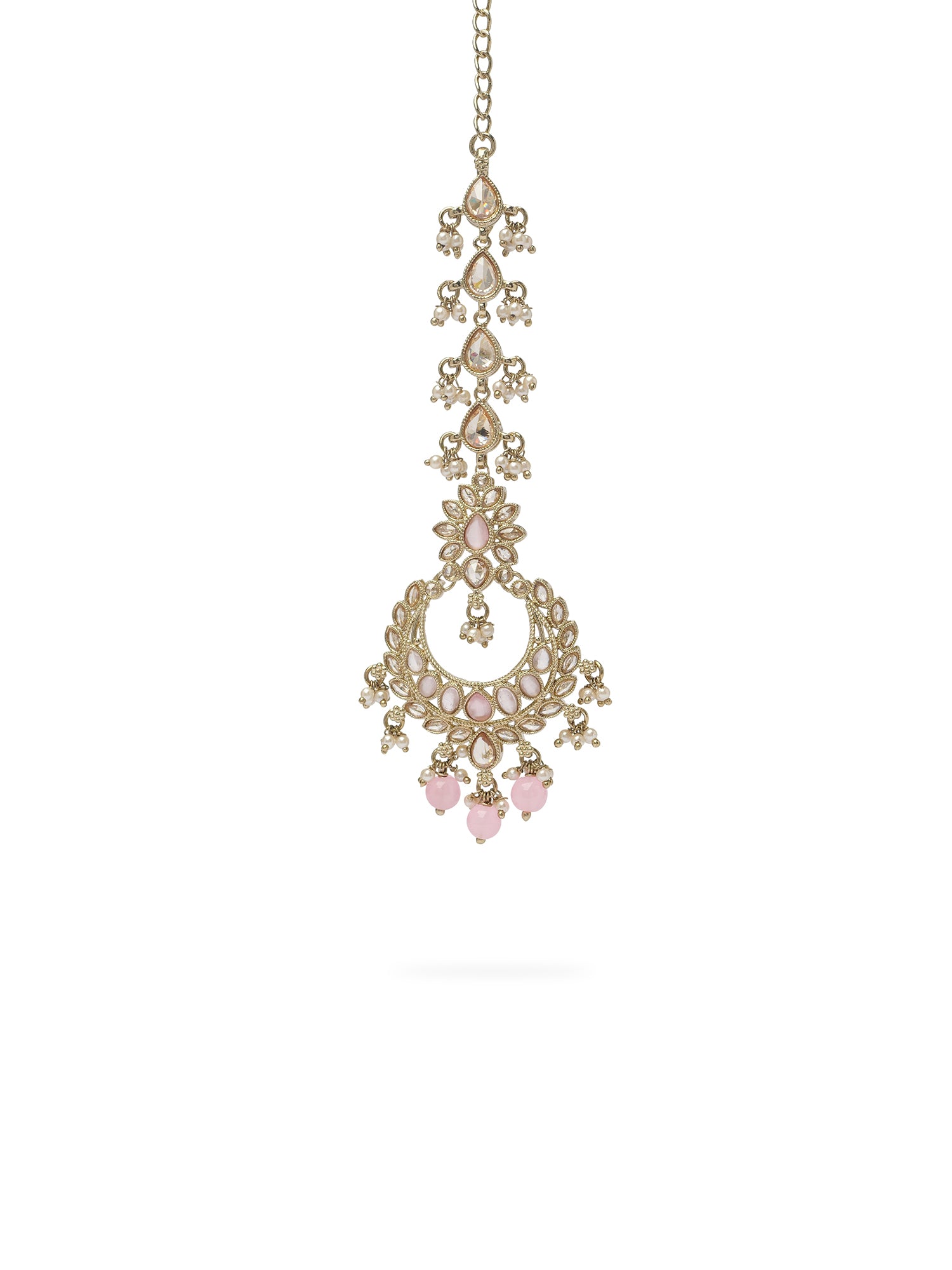 Meher Maang Tikka in Light Pink