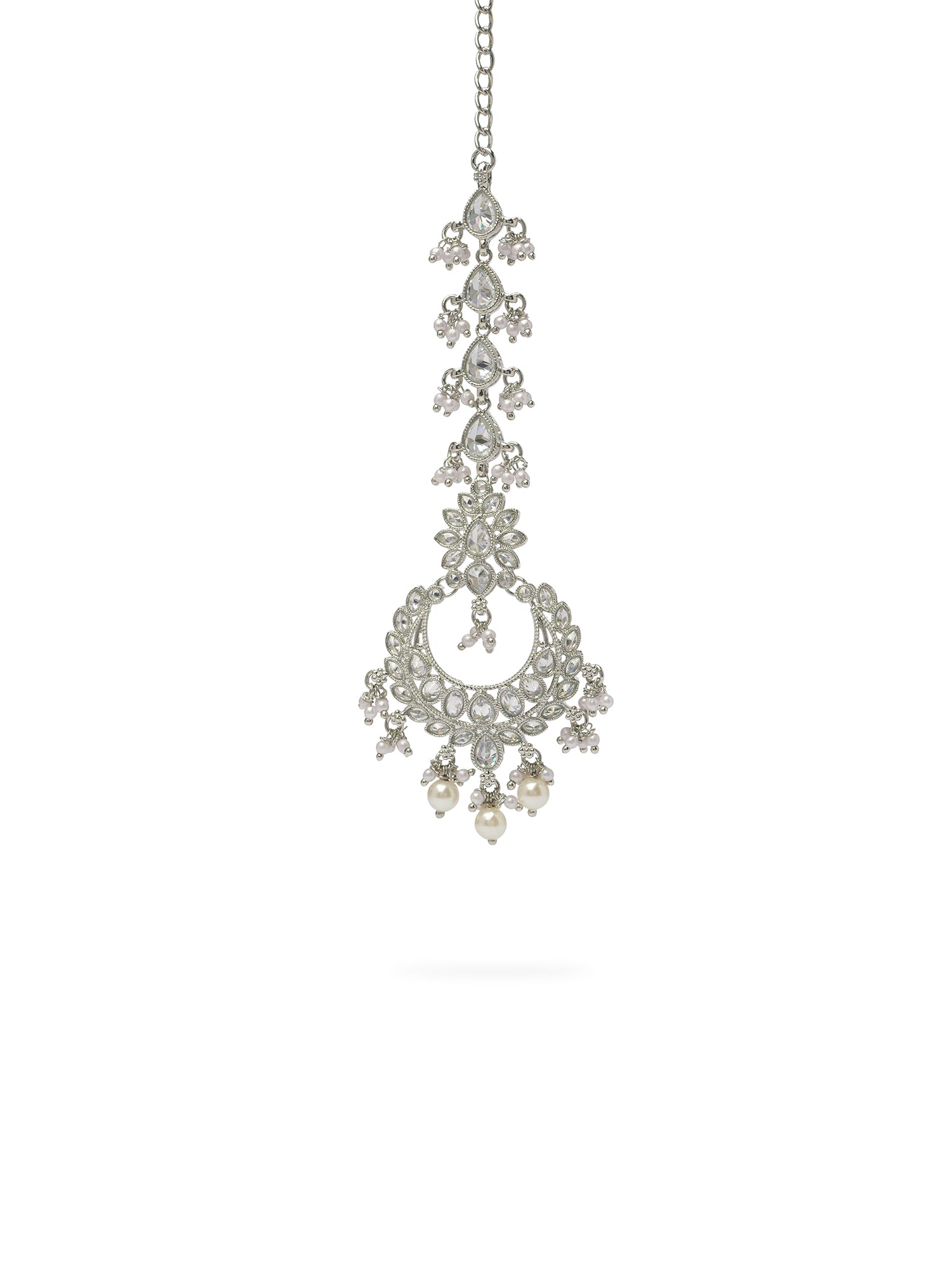 Meher Maang Tikka in Pearl and Rhodium