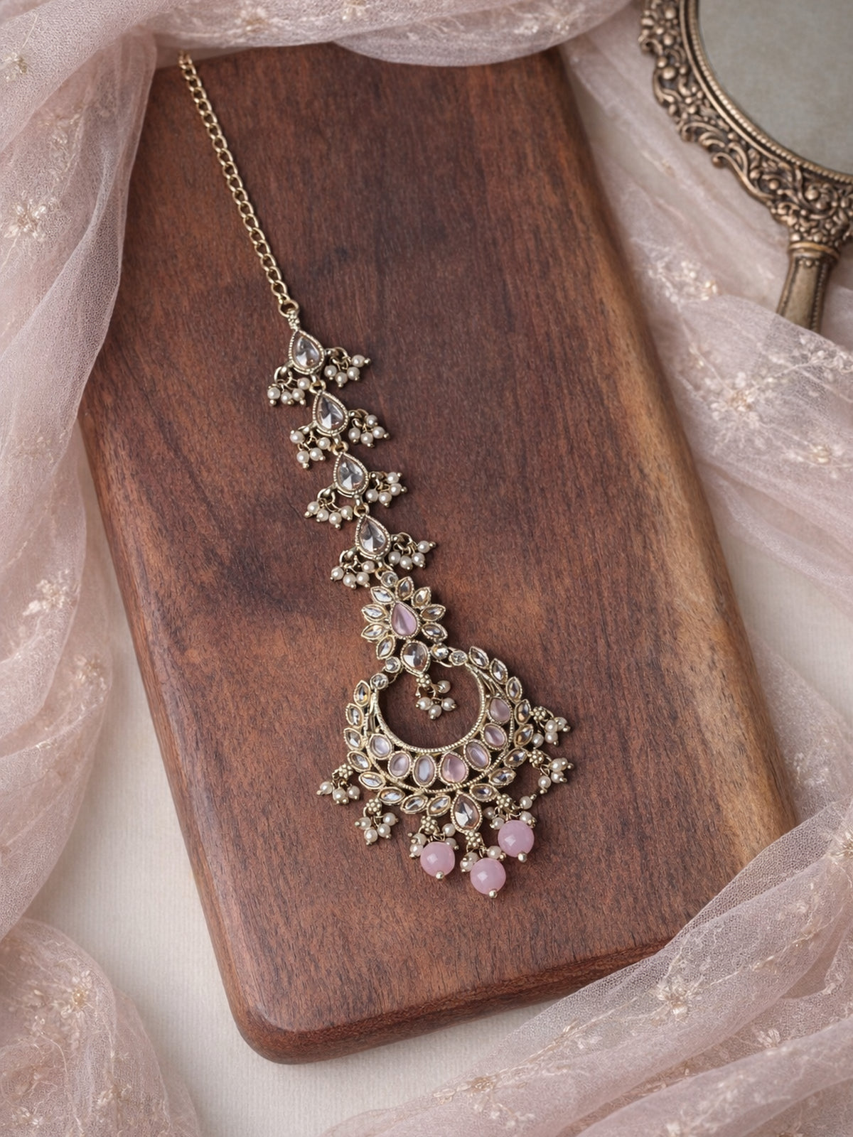 Meher Maang Tikka in Light Pink 