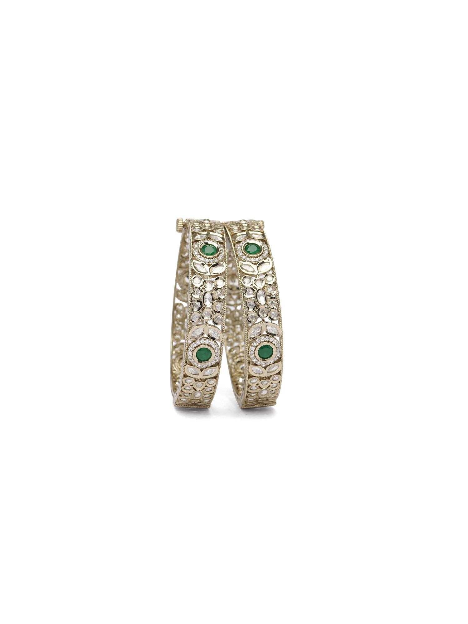 Mehfil Kundan Kada Bangles in Green