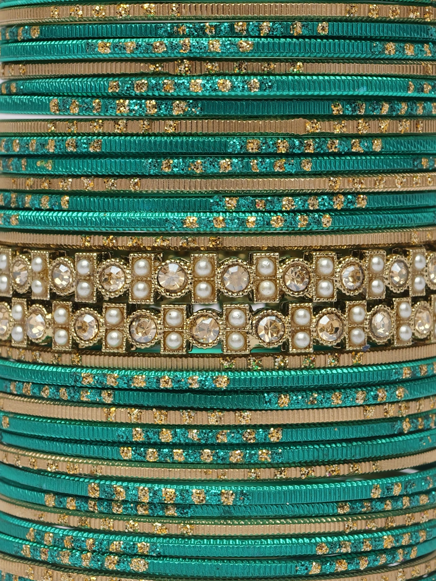 Mehira Two Hand Bangle Set in Jade